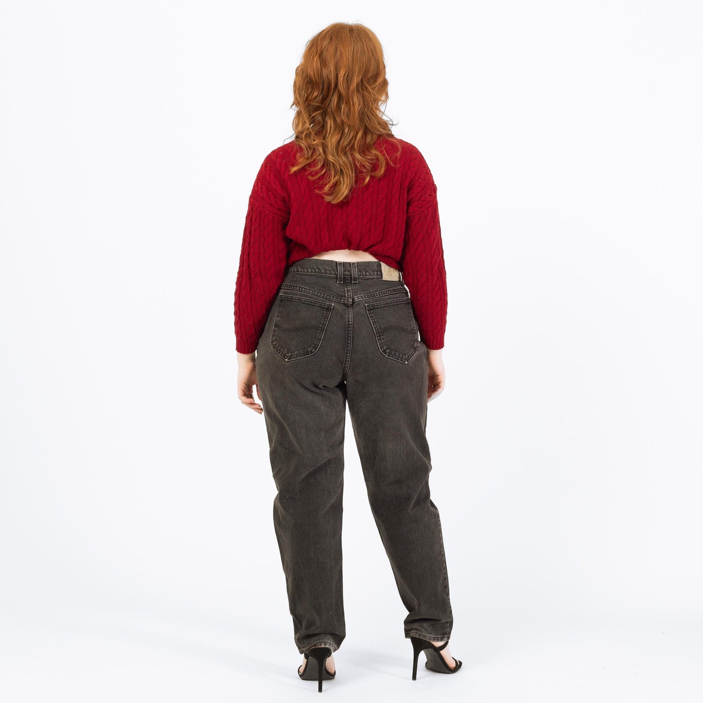 Vintage 90s Lee Faded Black High Waisted Jeans - Large, 33" Waist | Denim Tapered Leg Mom Jeans