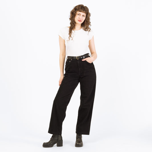 Vintage 90s Gap Black Wide Leg Jeans - Medium, 28" Waist | High Rise Straight Leg Denim