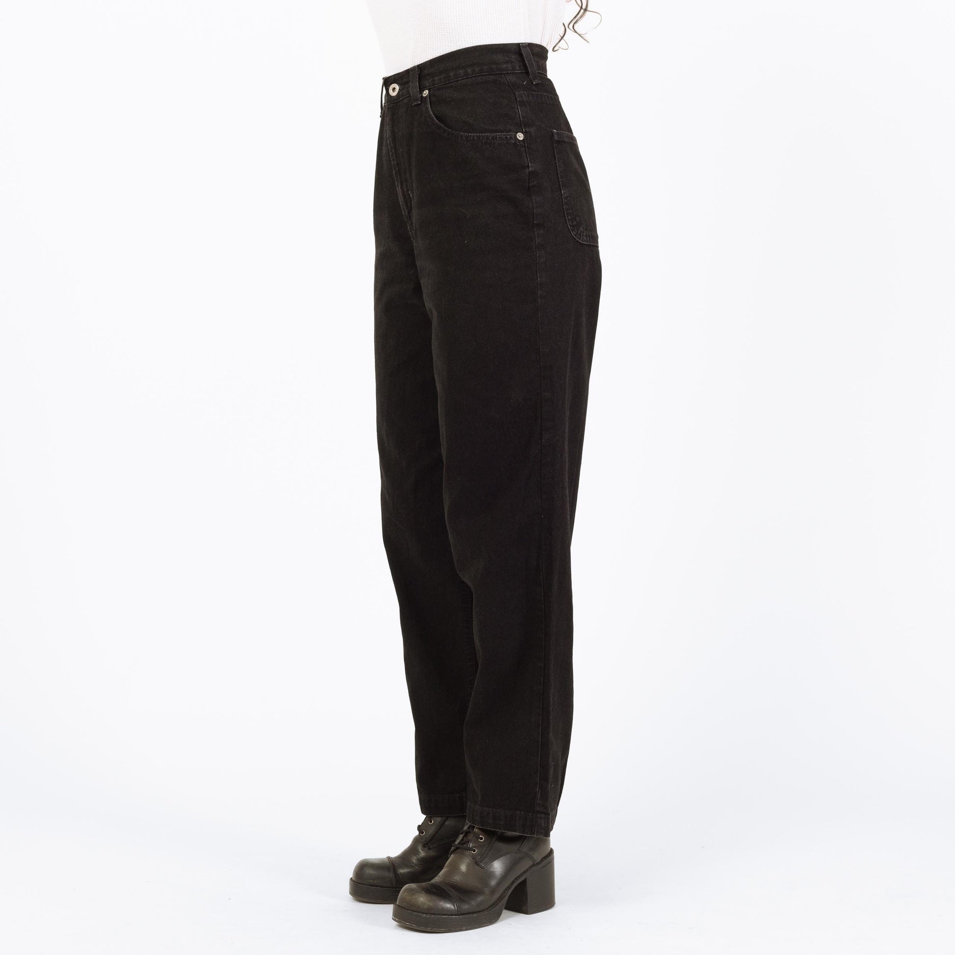 Vintage 90s Gap Black Wide Leg Jeans - Medium, 28" Waist | High Rise Straight Leg Denim