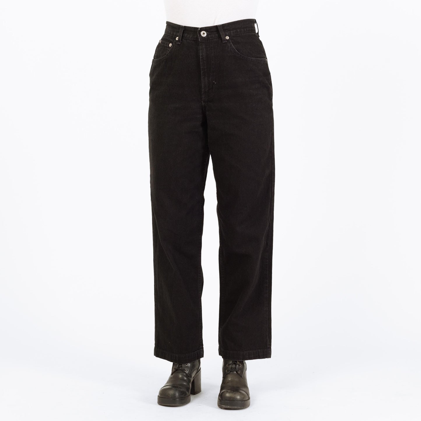 Vintage 90s Gap Black Wide Leg Jeans - Medium, 28" Waist | High Rise Straight Leg Denim