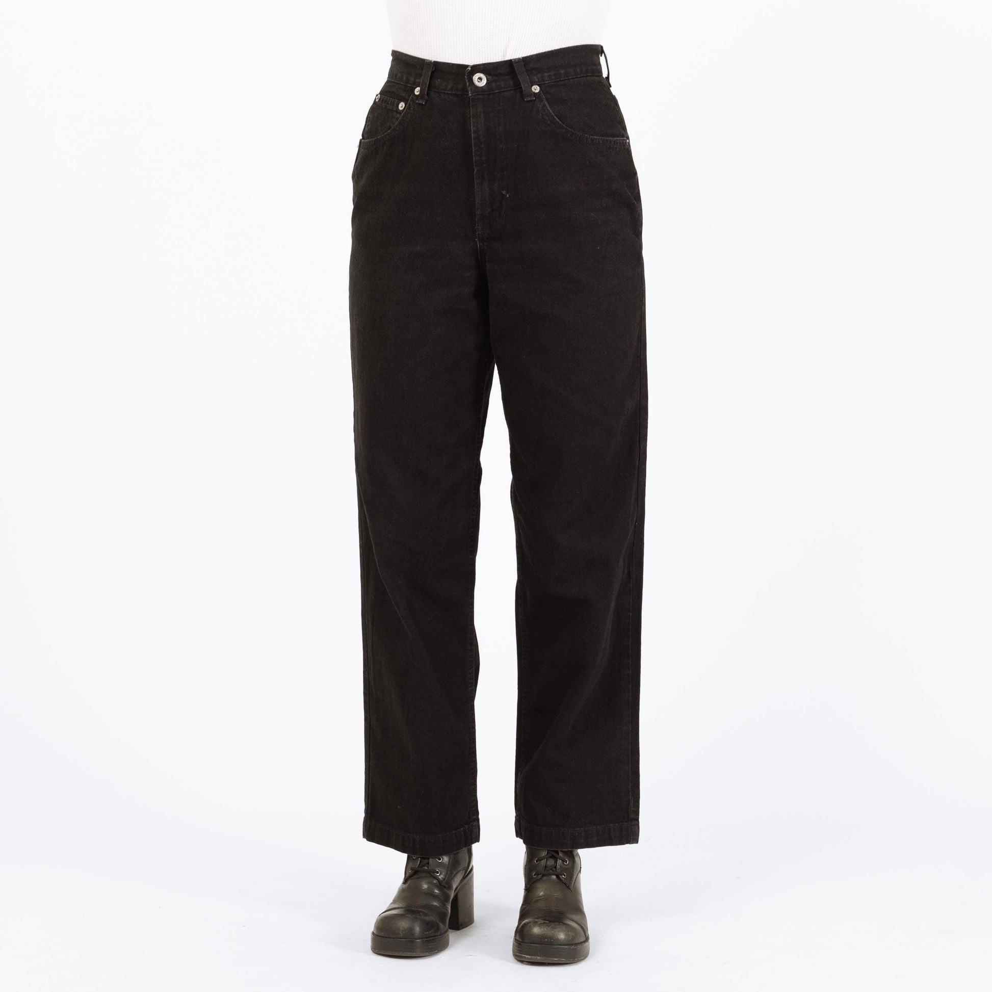 Vintage 90s Gap Black Wide Leg Jeans - Medium, 28" Waist | High Rise Straight Leg Denim
