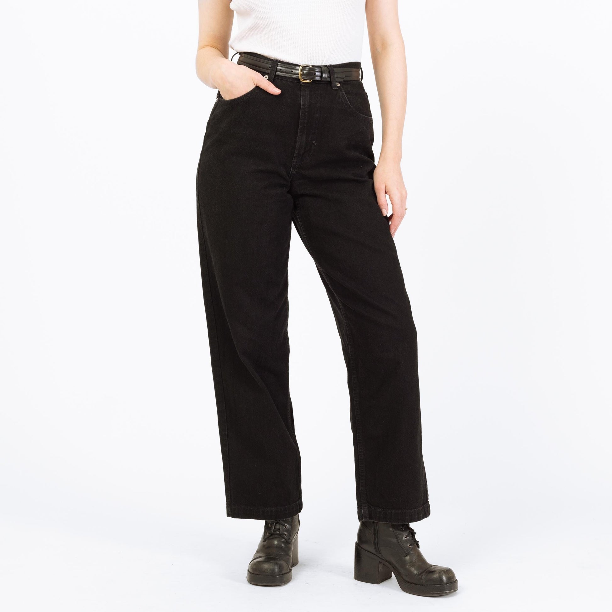 Vintage 90s Gap Black Wide Leg Jeans - Medium, 28" Waist | High Rise Straight Leg Denim