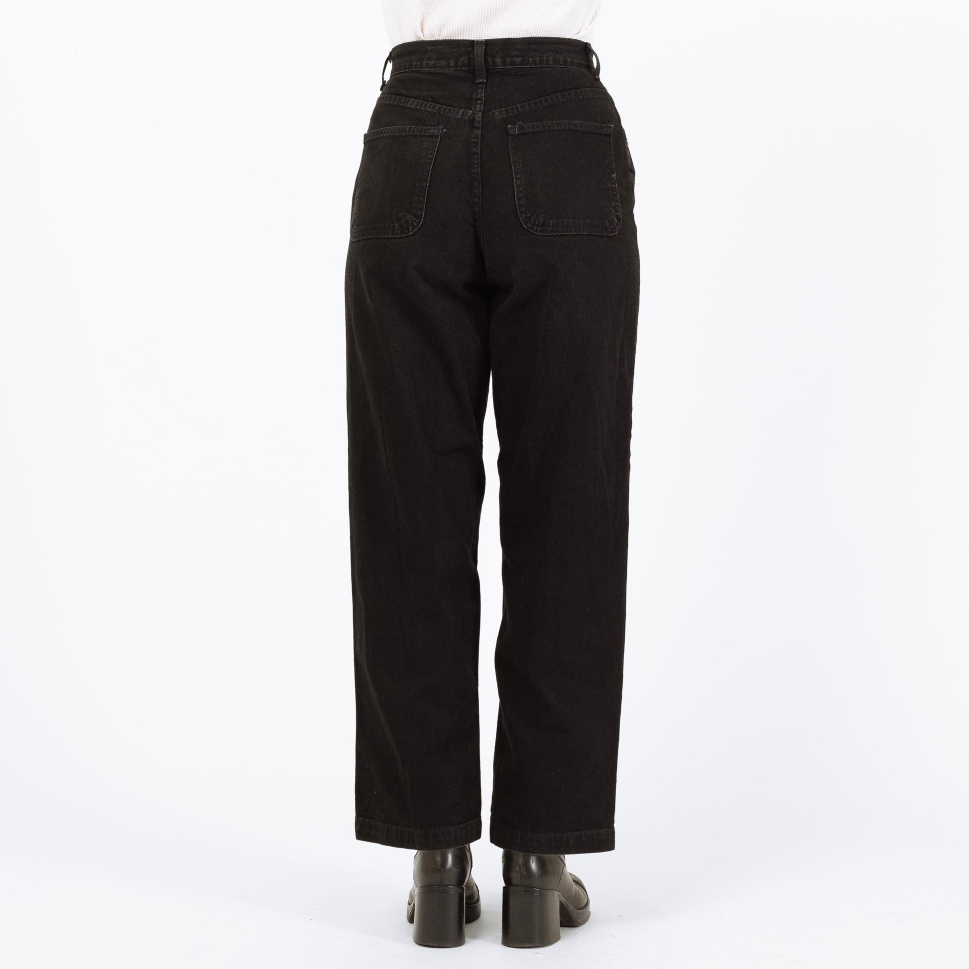 Vintage 90s Gap Black Wide Leg Jeans - Medium, 28" Waist | High Rise Straight Leg Denim