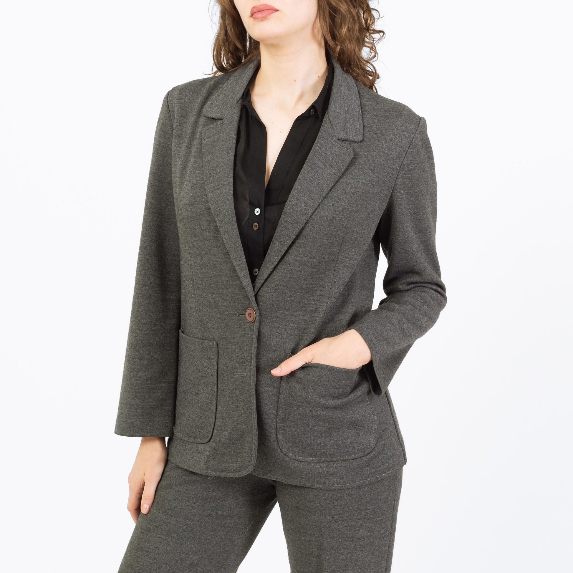 Vintage 70s Charcoal Grey Pant & Skirt Suit - Medium | Jack Winter Blazer Jacket Trousers Three Piece Matching Set