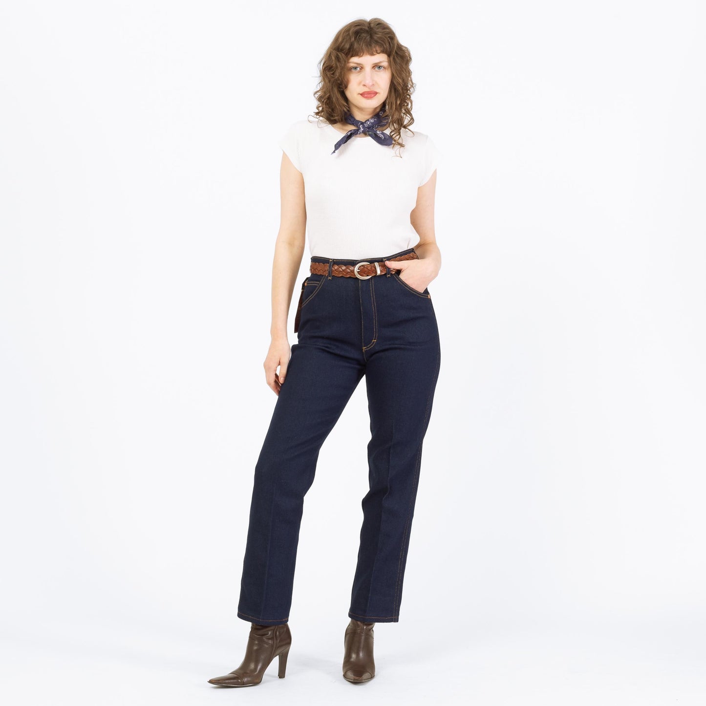 Vintage 70s 80s Lee Riders Dark Wash Deadstock Jeans, NWT - Medium, 28"-29" Waist | High Rise Straight Leg Jeans