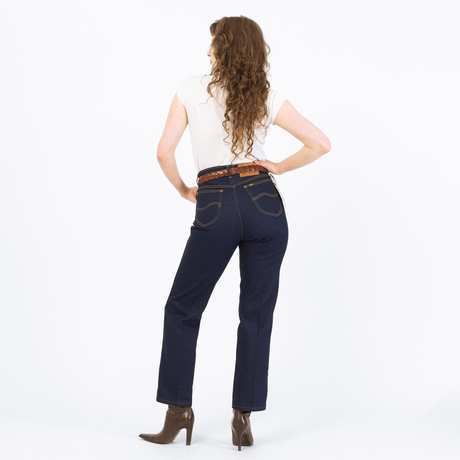 Vintage 70s 80s Lee Riders Dark Wash Deadstock Jeans, NWT - Medium, 28"-29" Waist | High Rise Straight Leg Jeans