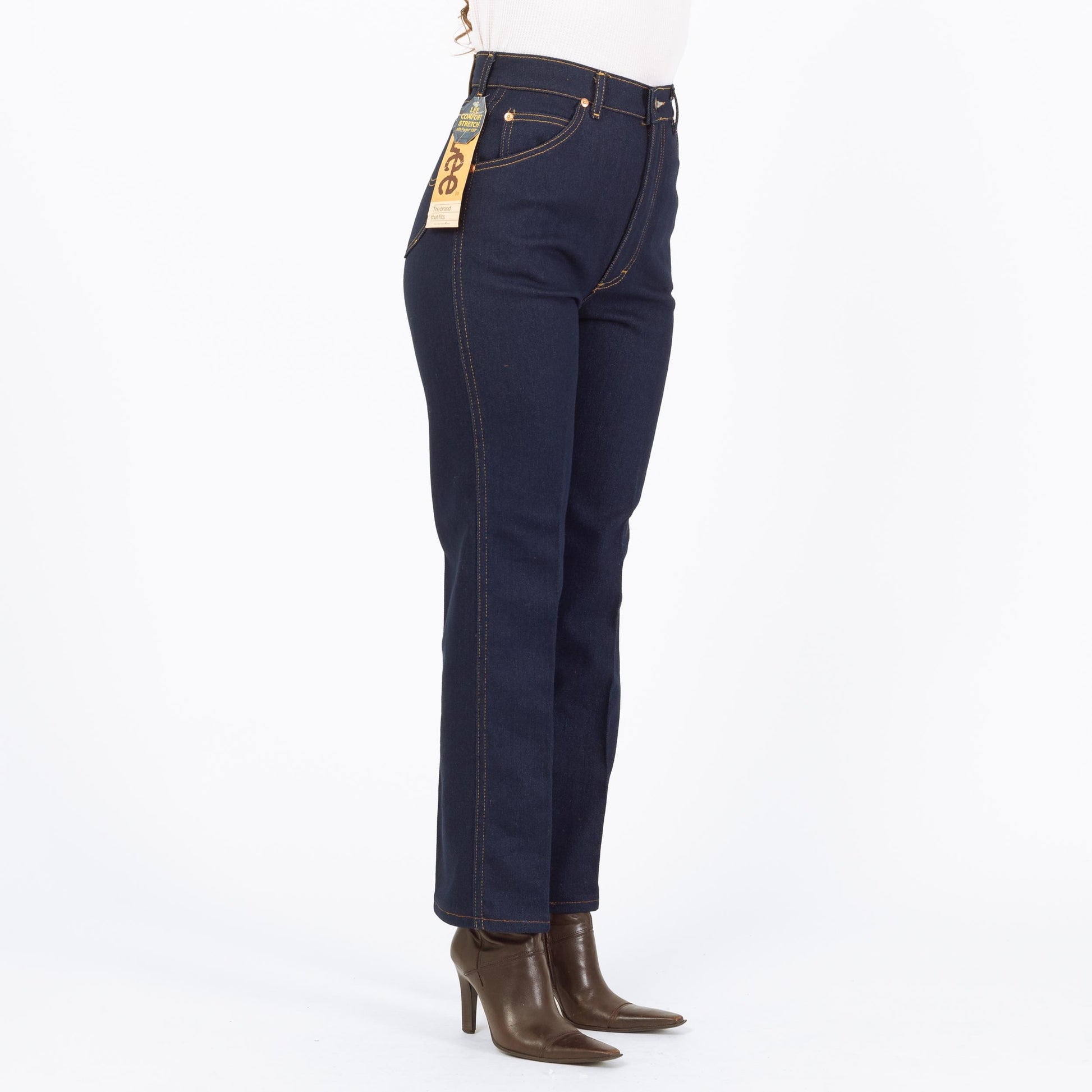 Vintage 70s 80s Lee Riders Dark Wash Deadstock Jeans, NWT - Medium, 28"-29" Waist | High Rise Straight Leg Jeans