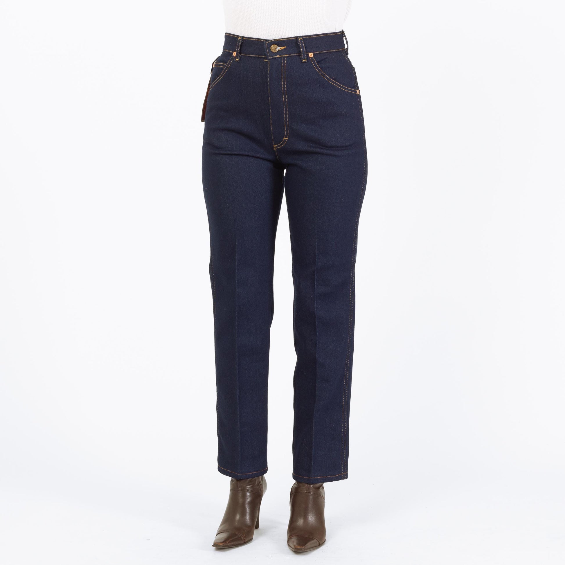 Vintage 70s 80s Lee Riders Dark Wash Deadstock Jeans, NWT - Medium, 28"-29" Waist | High Rise Straight Leg Jeans