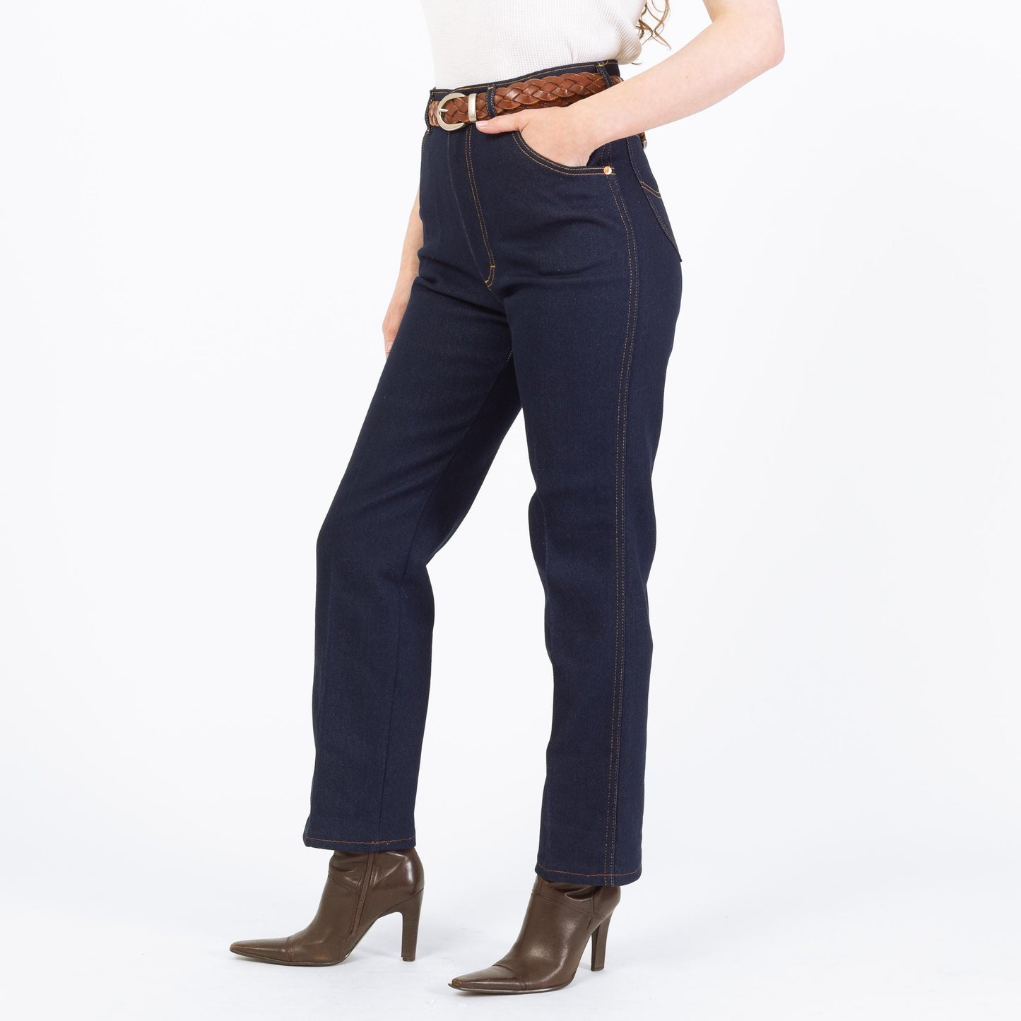Vintage 70s 80s Lee Riders Dark Wash Deadstock Jeans, NWT - Medium, 28"-29" Waist | High Rise Straight Leg Jeans