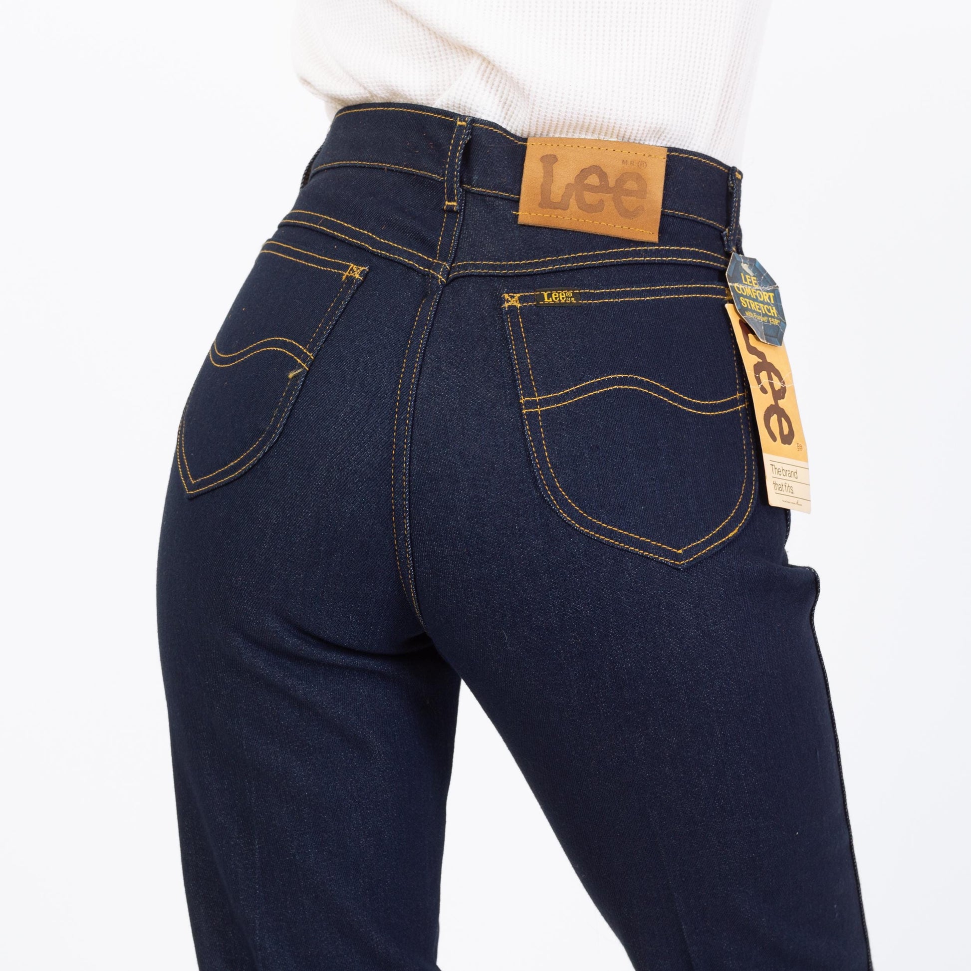 Vintage 70s 80s Lee Riders Dark Wash Deadstock Jeans, NWT - Medium, 28"-29" Waist | High Rise Straight Leg Jeans