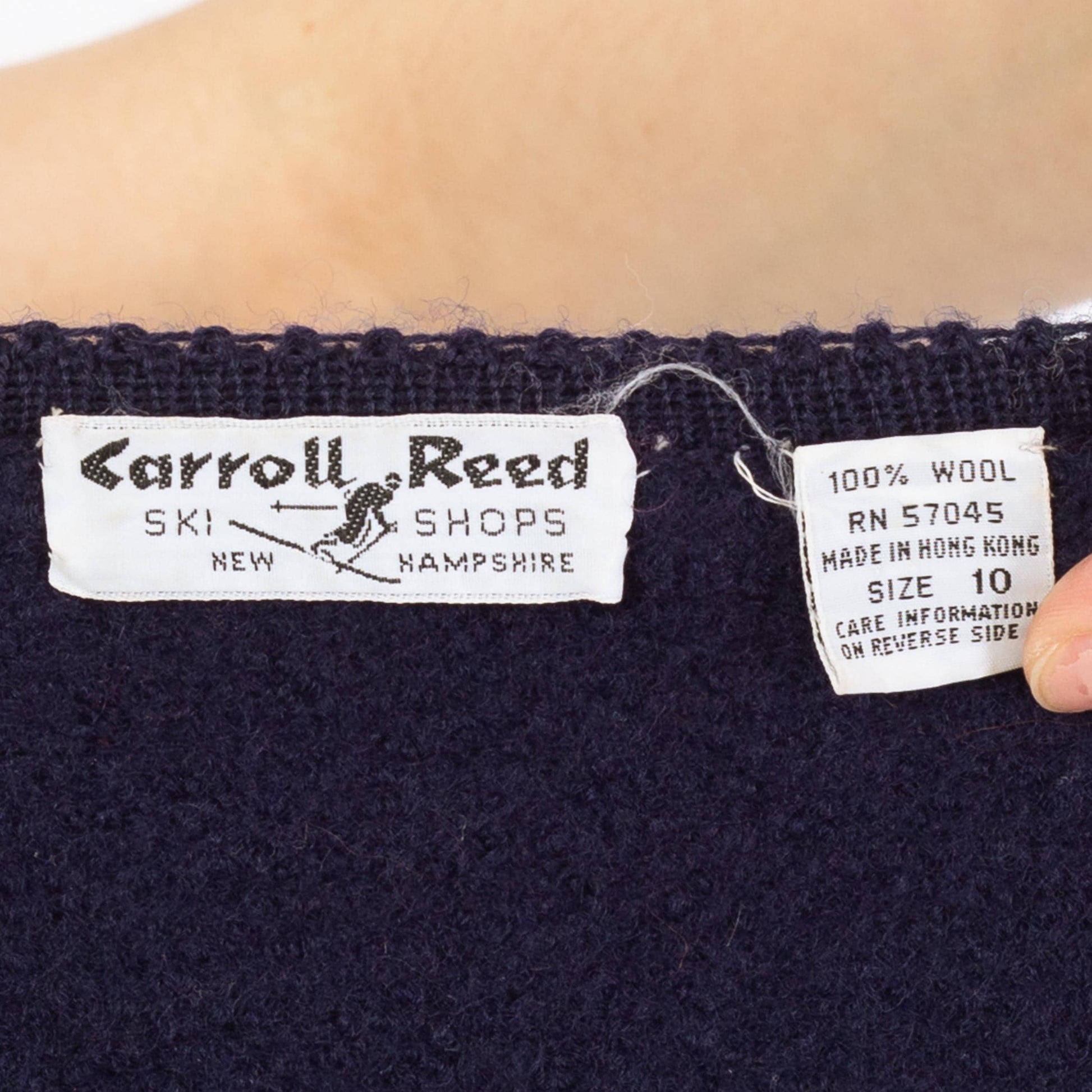 Vintage 70s Carroll Reed Ski Shop Navy Blue Wool Cardigan - Small | Button Up Cropped Sweater Jacket