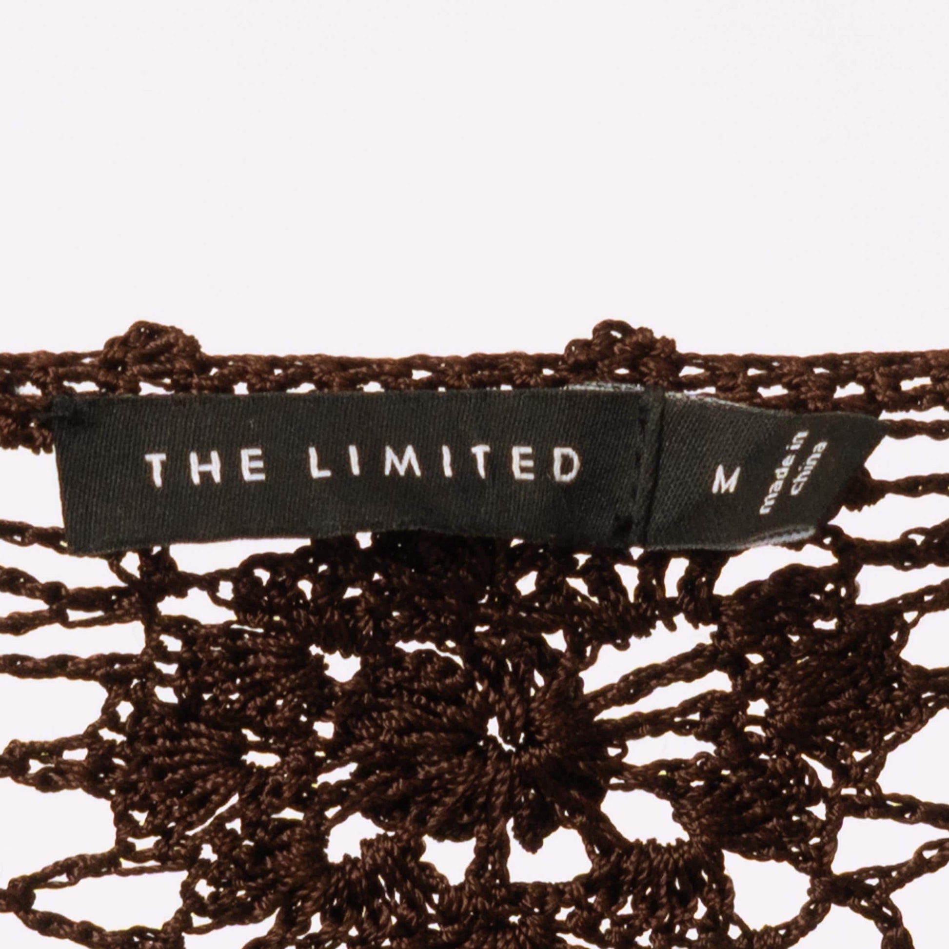 Vintage Y2K Brown Crochet Hippie Top - Small | Boho Spider Web Knit Sheer Angel Sleeve Blouse