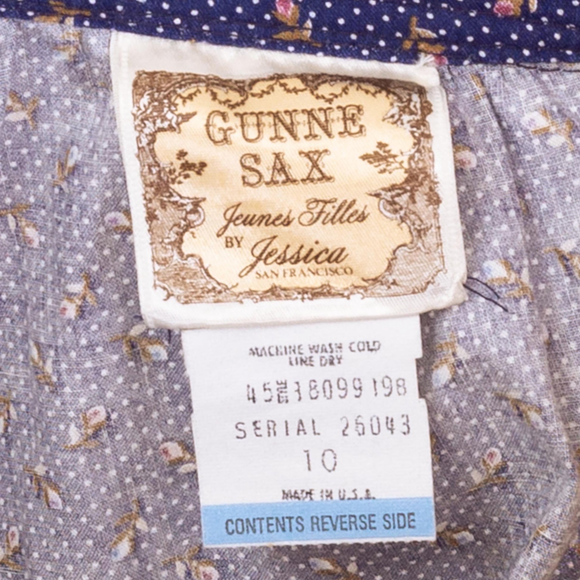Vintage 70s Gunne Sax Blue Calico Floral Prairie Skirt - Extra Small, 24” Waist | Boho Lace Trim Cottagecore Midi Skirt