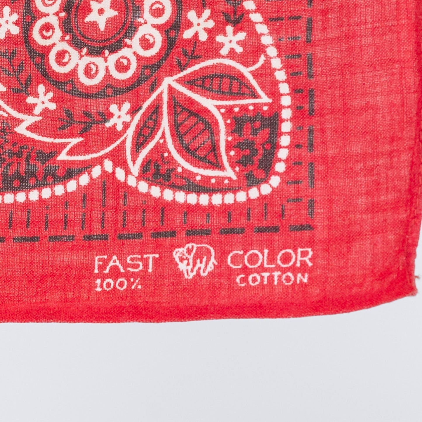 Vintage 1940s Elephant Brand Red Cotton Fast Color Bandana | 40s Trunk Down Made In USA Handkerchief