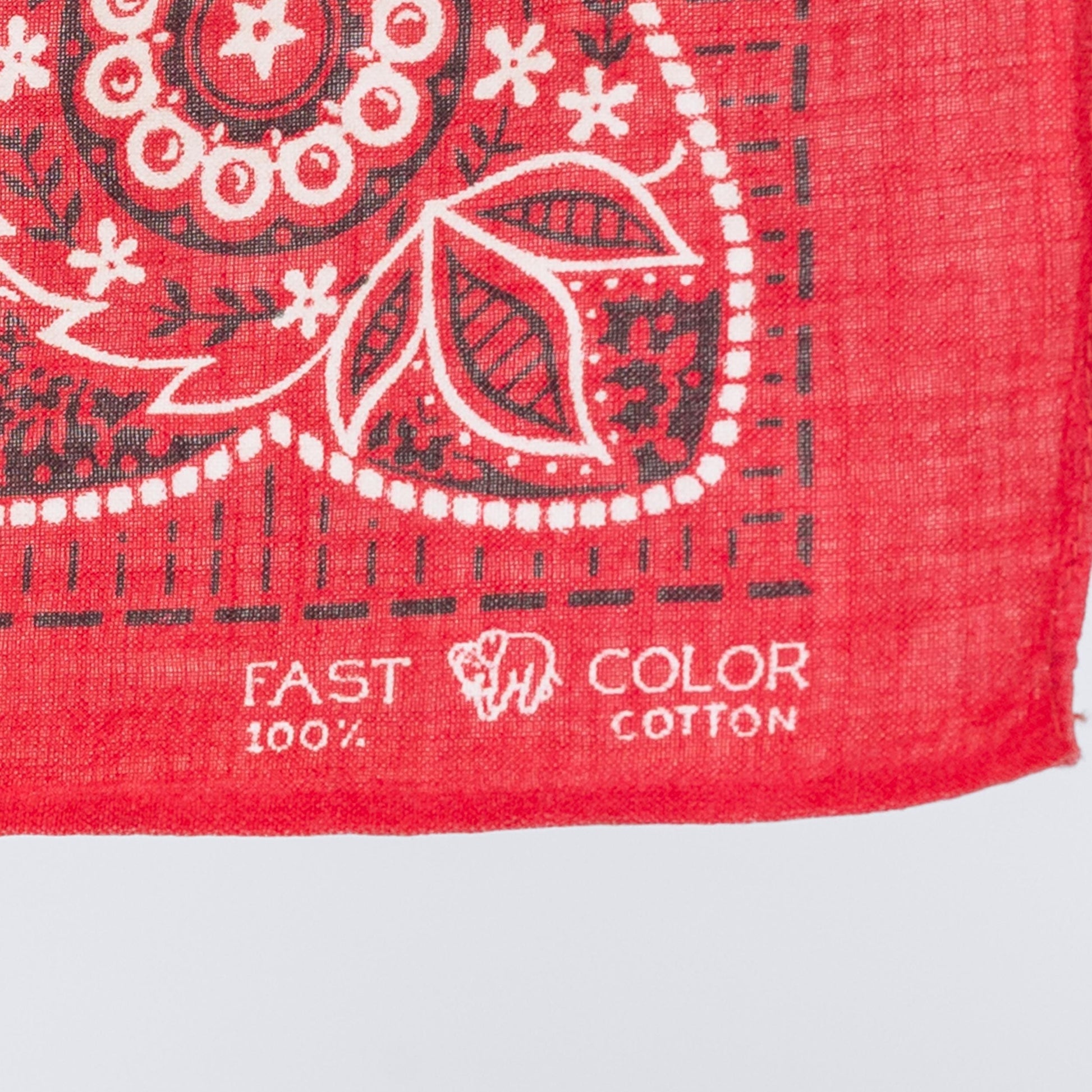 Vintage 1940s Elephant Brand Red Cotton Fast Color Bandana | 40s Trunk Down Made In USA Handkerchief