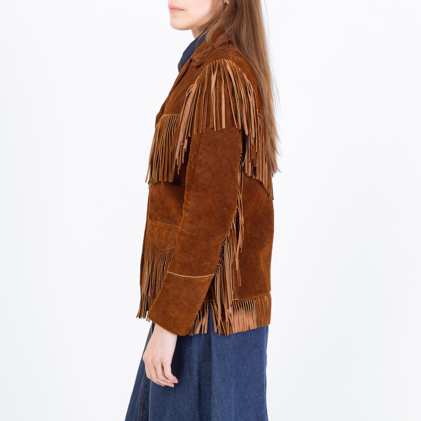 Vintage 70s Joo Kay Brown Suede Fringe Jacket - XS to Small | Boho Western Leather Coat