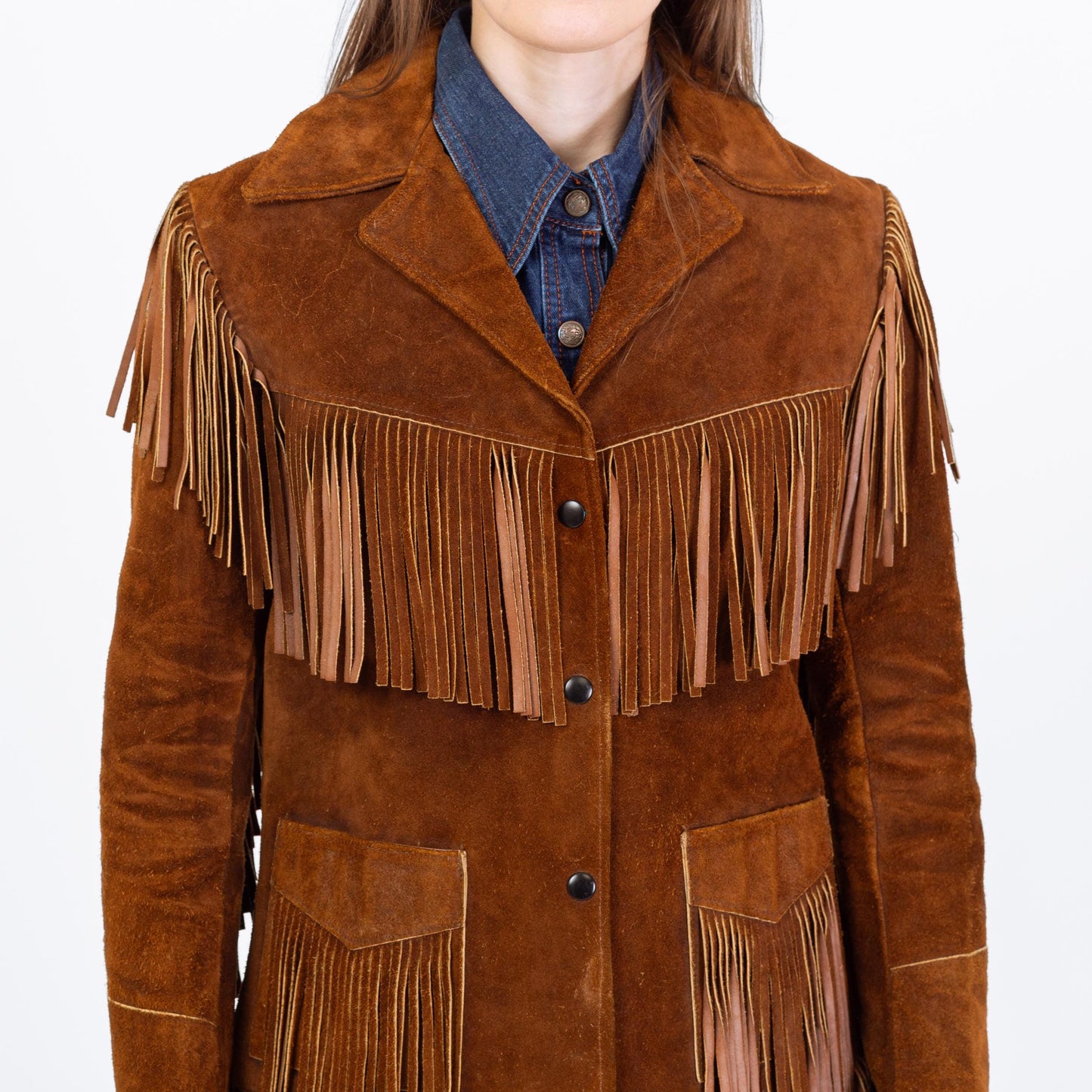Vintage 70s Joo Kay Brown Suede Fringe Jacket - XS to Small | Boho Western Leather Coat