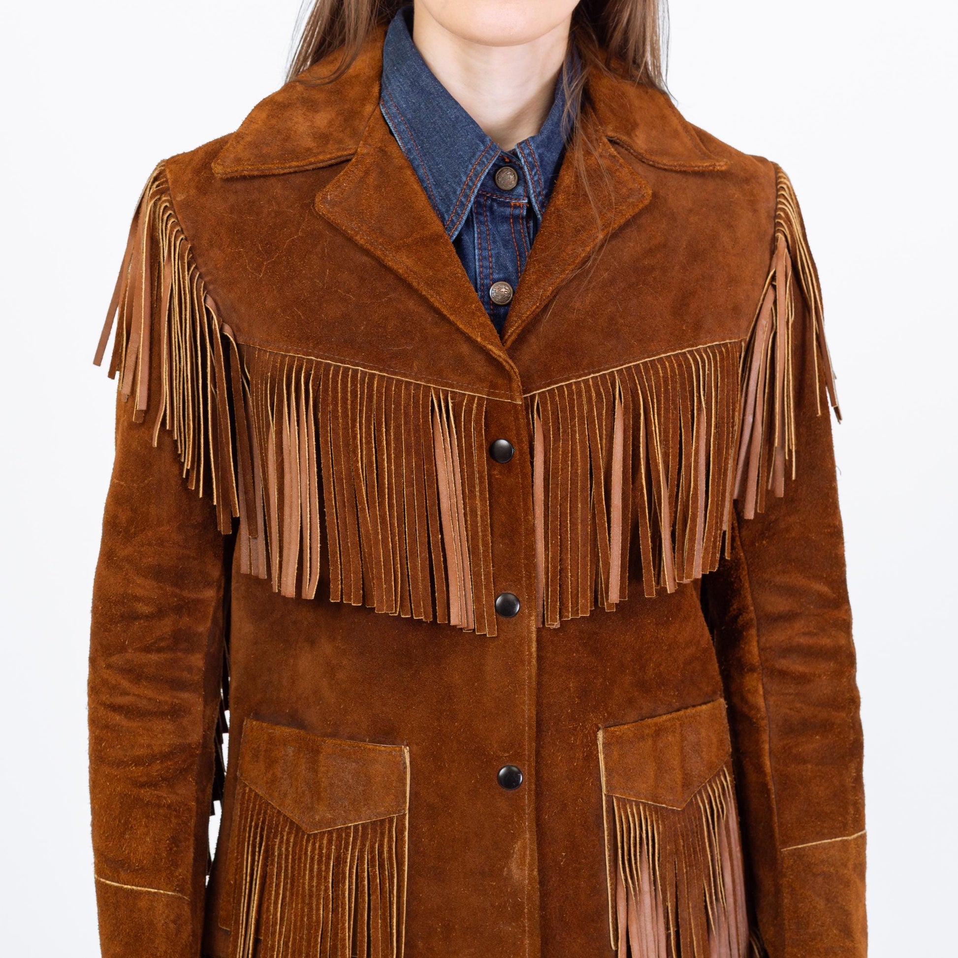 Vintage 70s Joo Kay Brown Suede Fringe Jacket - XS to Small | Boho Western Leather Coat