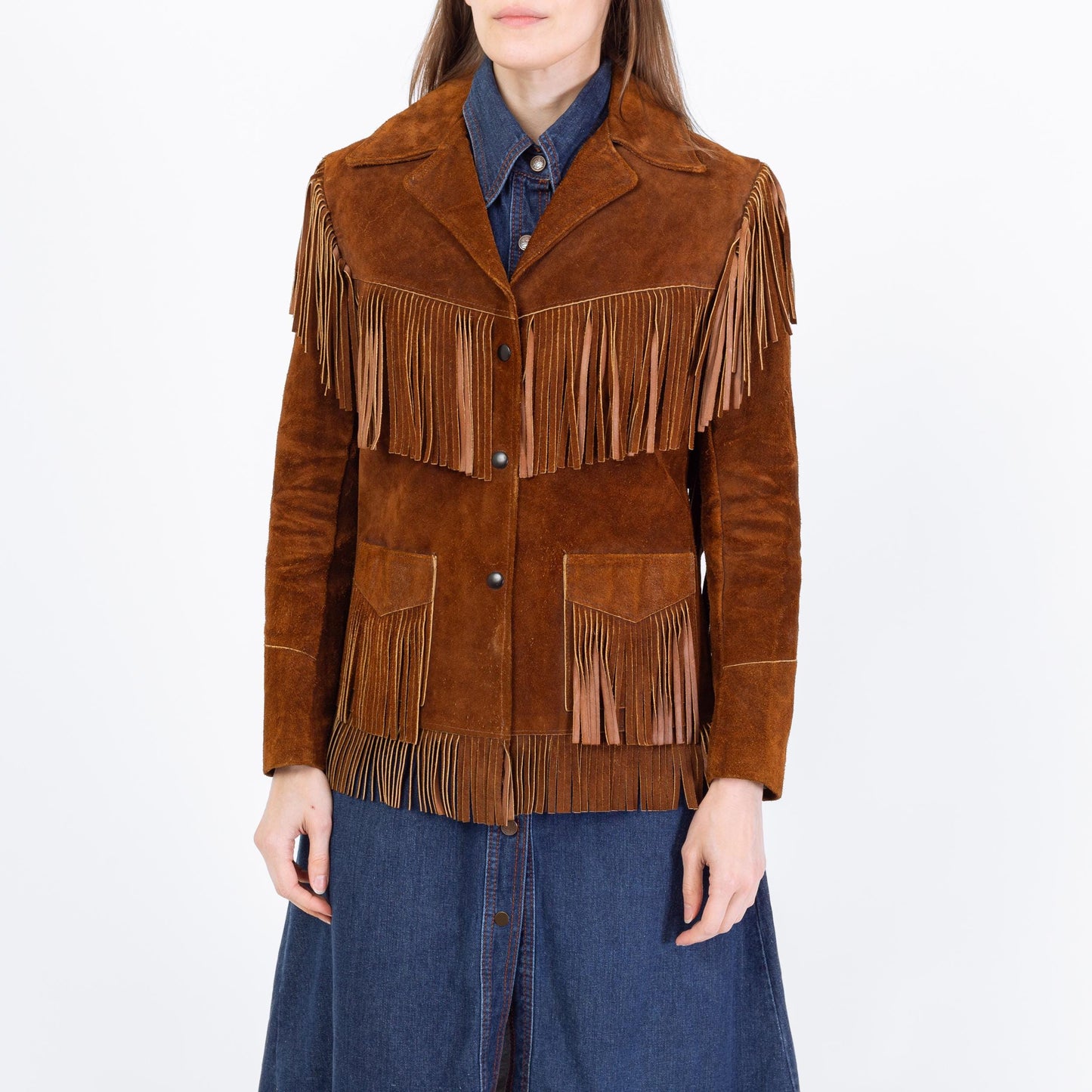 Vintage 70s Joo Kay Brown Suede Fringe Jacket - XS to Small | Boho Western Leather Coat