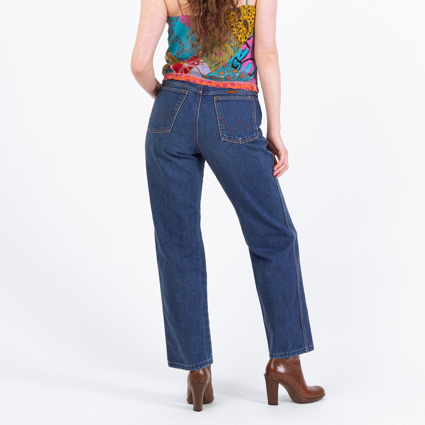 Vintage 70s 80s Wrangler Dark Wash Straight Leg Jeans - Small, 26" Waist | Denim High Waisted Mom Jeans