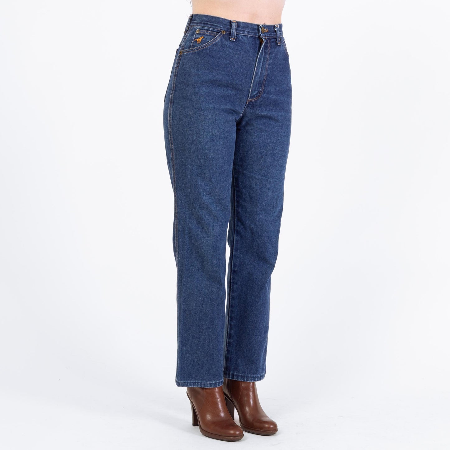 Vintage 70s 80s Wrangler Dark Wash Straight Leg Jeans - Small, 26" Waist | Denim High Waisted Mom Jeans