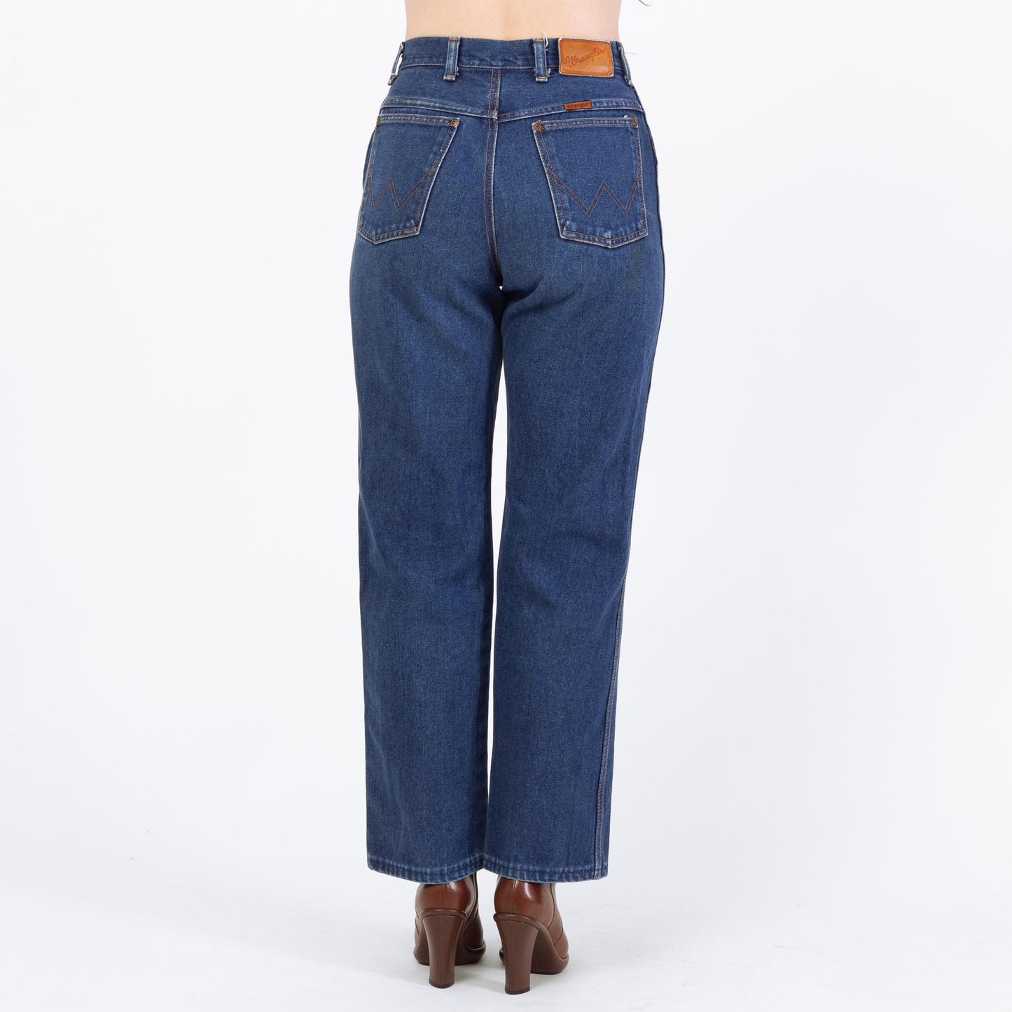 Vintage 70s 80s Wrangler Dark Wash Straight Leg Jeans - Small, 26" Waist | Denim High Waisted Mom Jeans