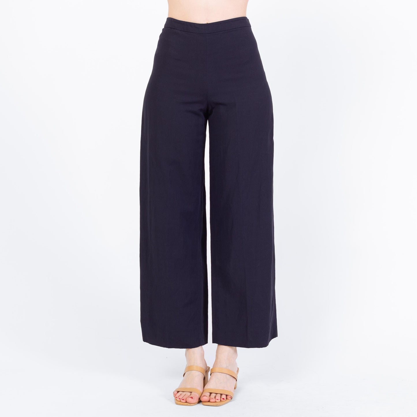 Vintage 90s Giorgio Armani Navy Blue Wide Leg Trousers - Extra Small, 25" Waist | Designer High Waisted Flared Pants
