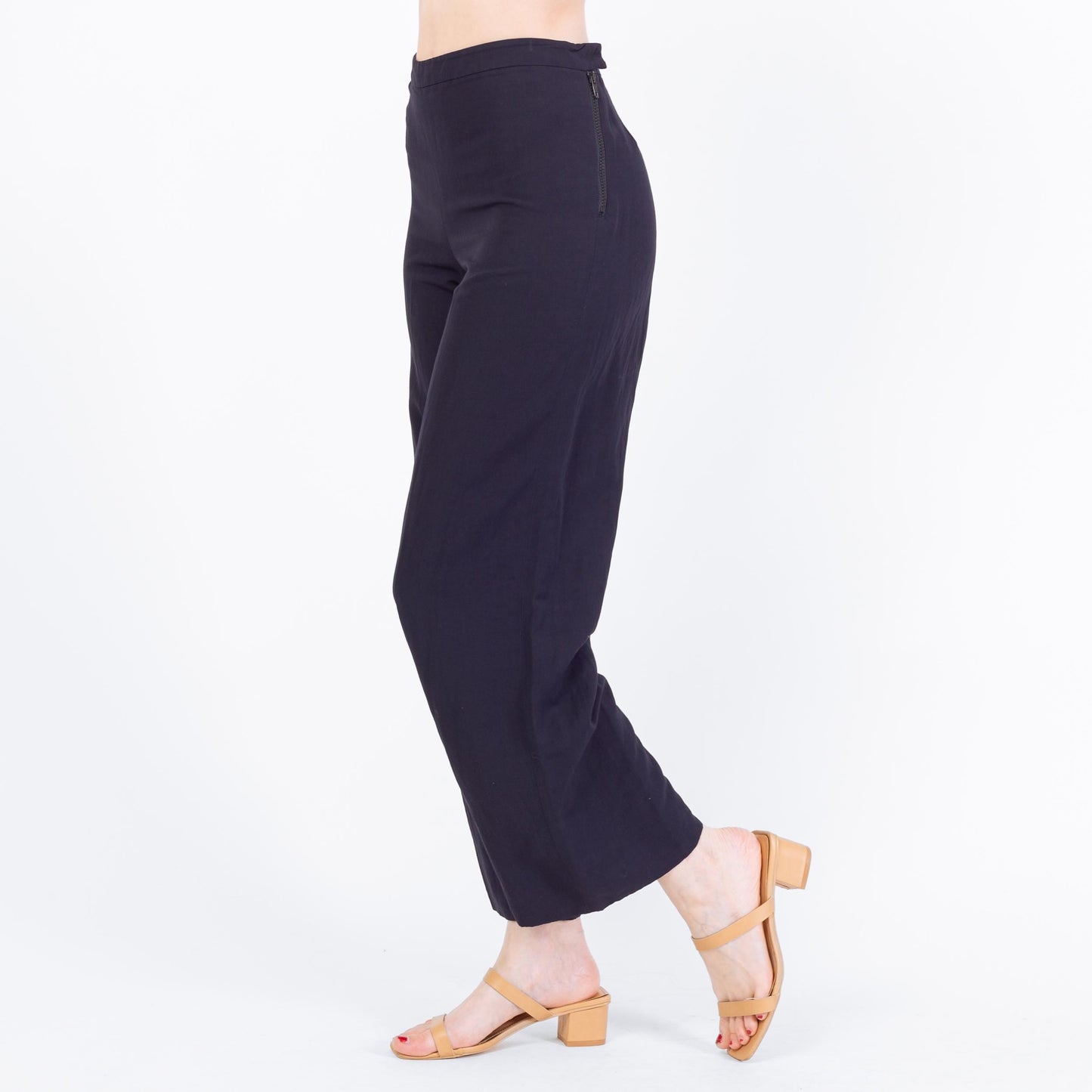 Vintage 90s Giorgio Armani Navy Blue Wide Leg Trousers - Extra Small, 25" Waist | Designer High Waisted Flared Pants