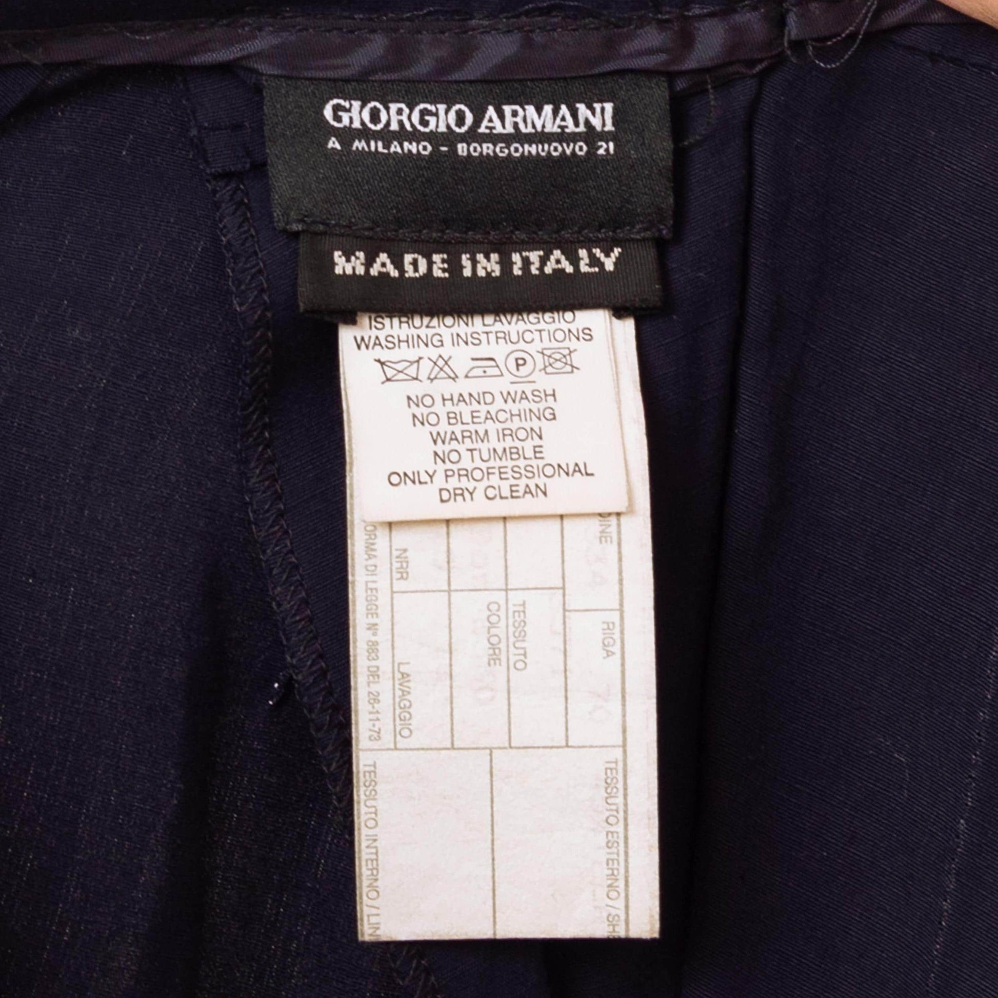 Vintage 90s Giorgio Armani Navy Blue Wide Leg Trousers - Extra Small, 25" Waist | Designer High Waisted Flared Pants