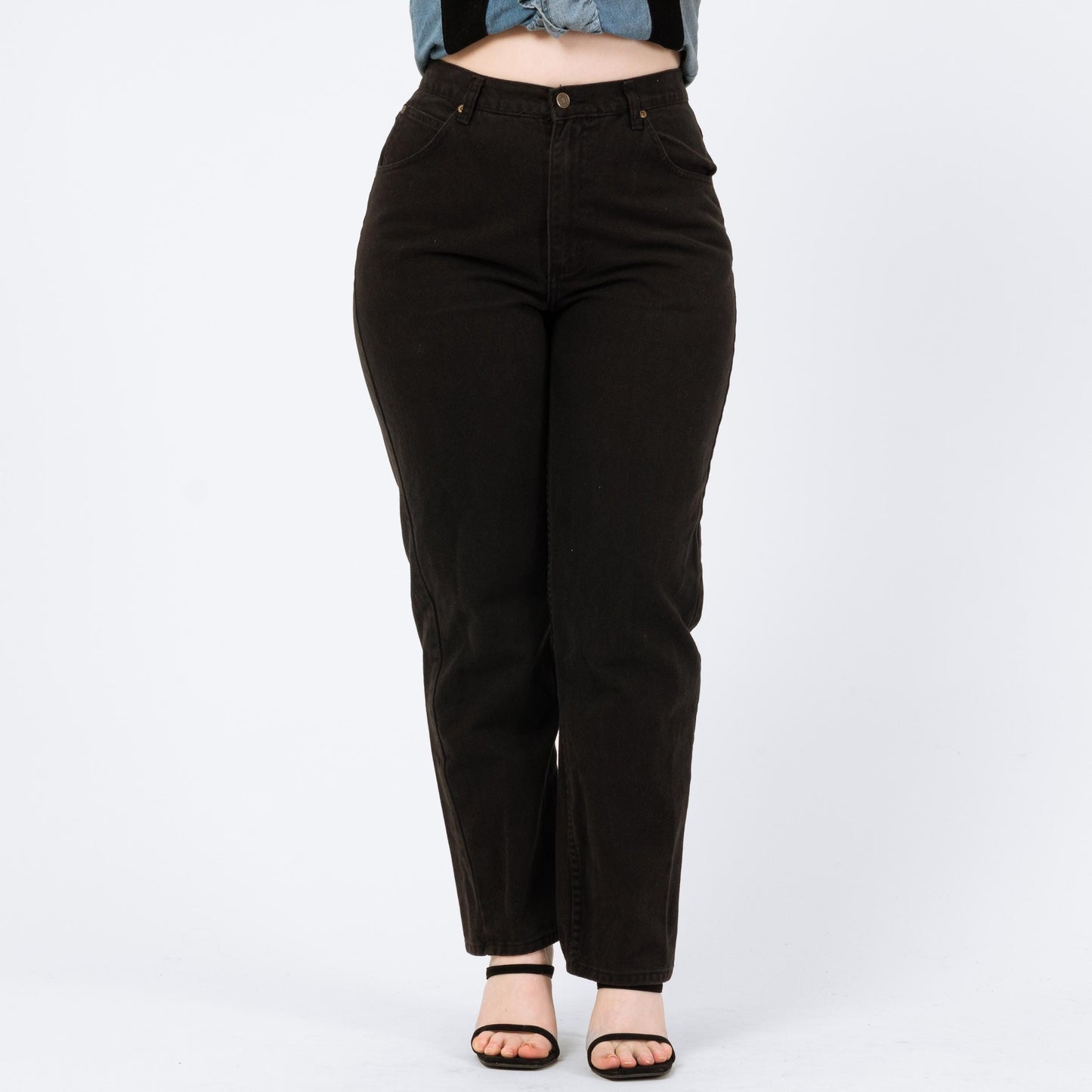 Vintage 90s Black High Waisted Jeans - Medium to Large, 30" Waist | Denim Slim Straight Mom Jeans