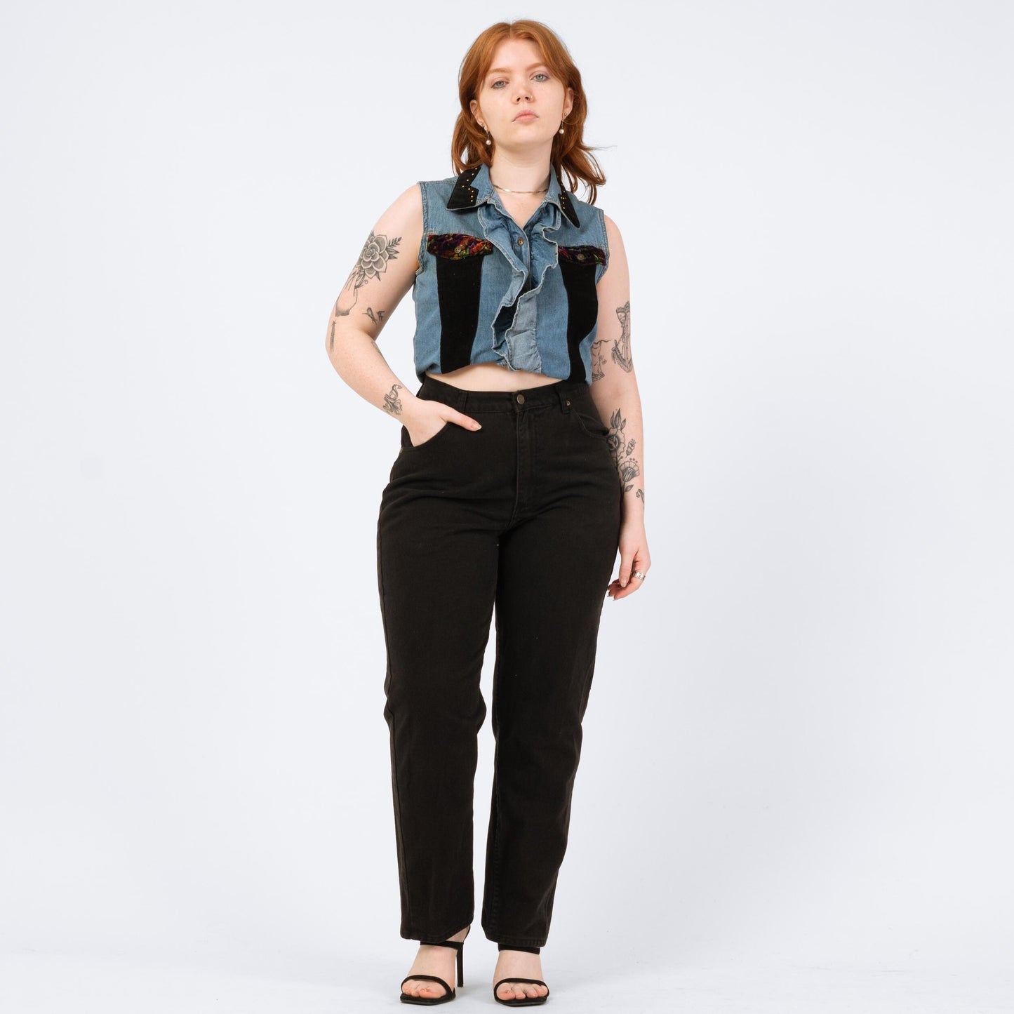 Vintage 90s Black High Waisted Jeans - Medium to Large, 30" Waist | Denim Slim Straight Mom Jeans