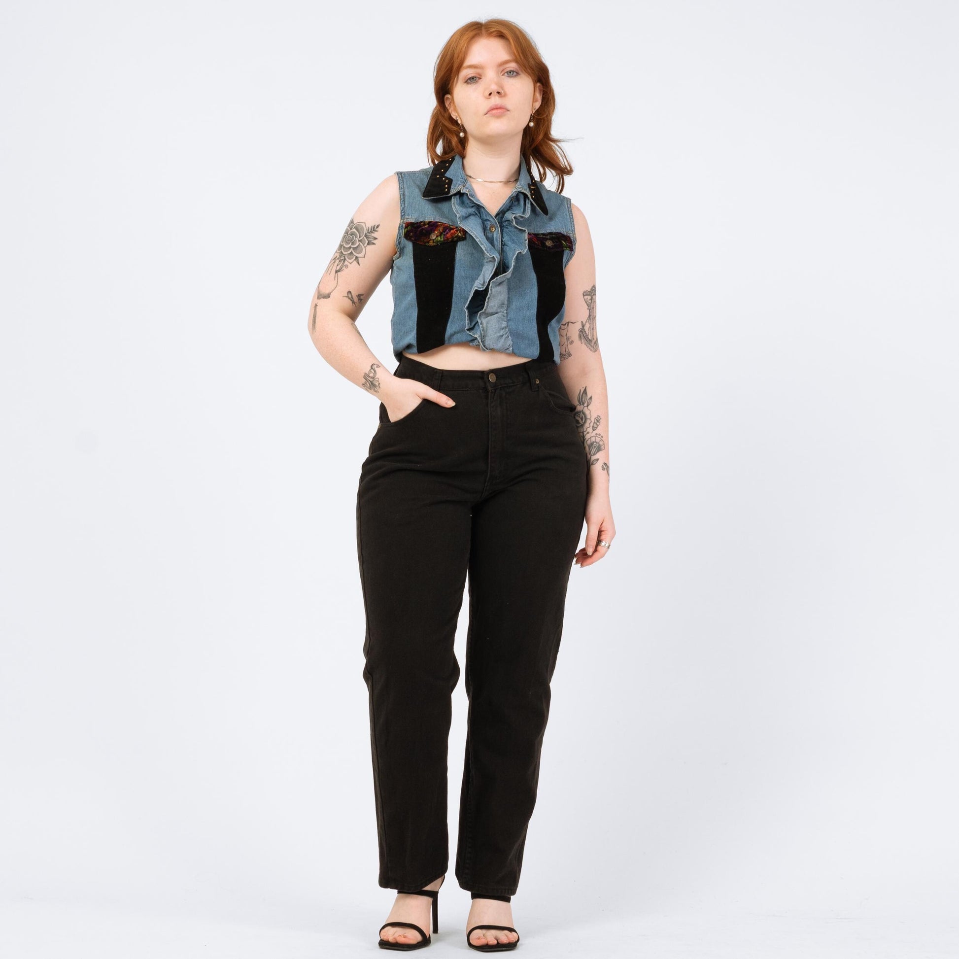 Vintage 90s Black High Waisted Jeans - Medium to Large, 30" Waist | Denim Slim Straight Mom Jeans