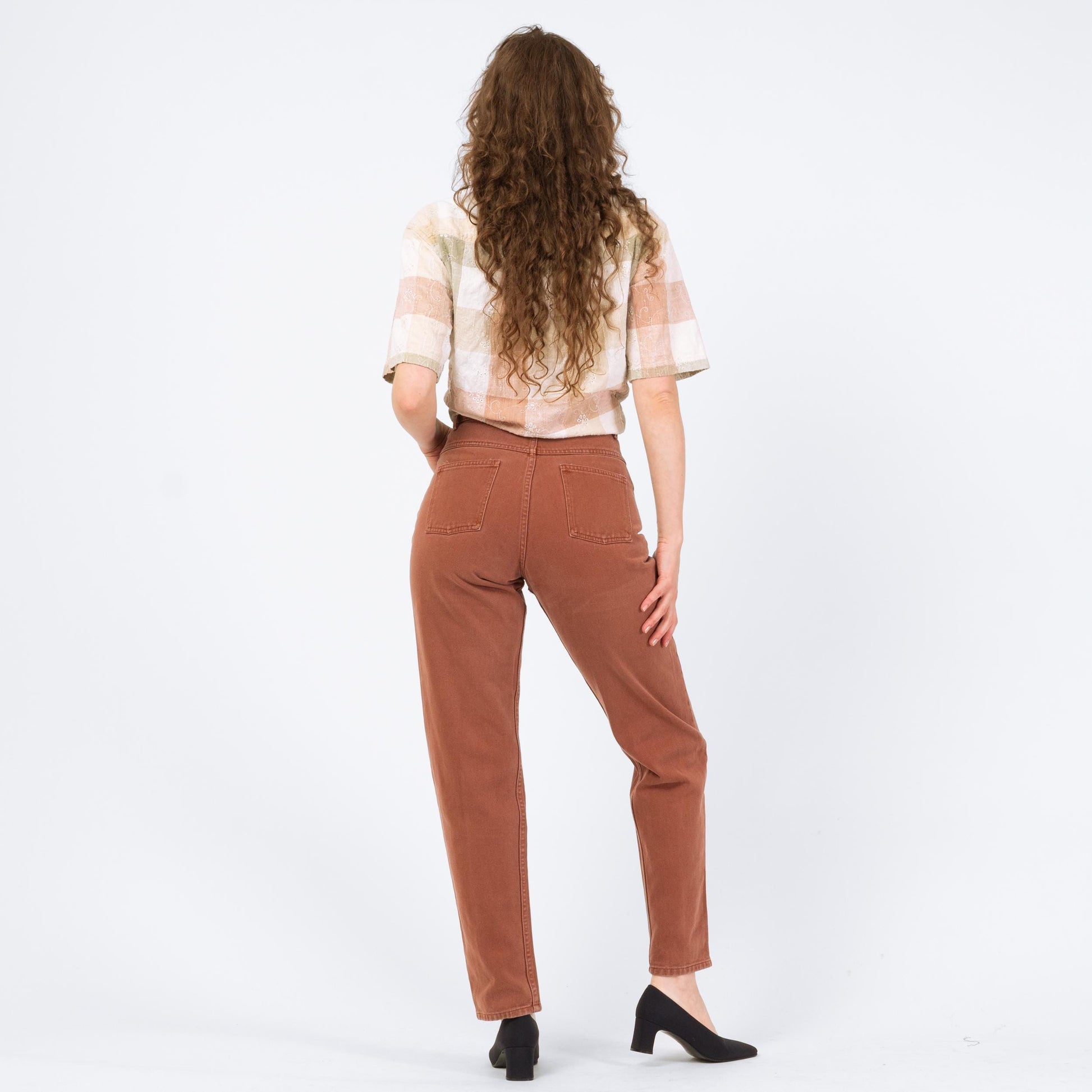 Vintage 90s Terracotta High Waisted Jeans - Small, 27" Waist | Denim Slim Straight Leg Mom Jeans