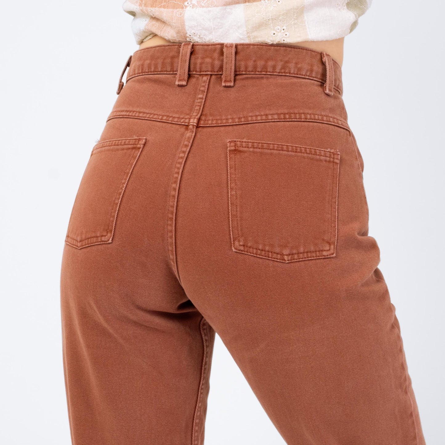 Vintage 90s Terracotta High Waisted Jeans - Small, 27" Waist | Denim Slim Straight Leg Mom Jeans