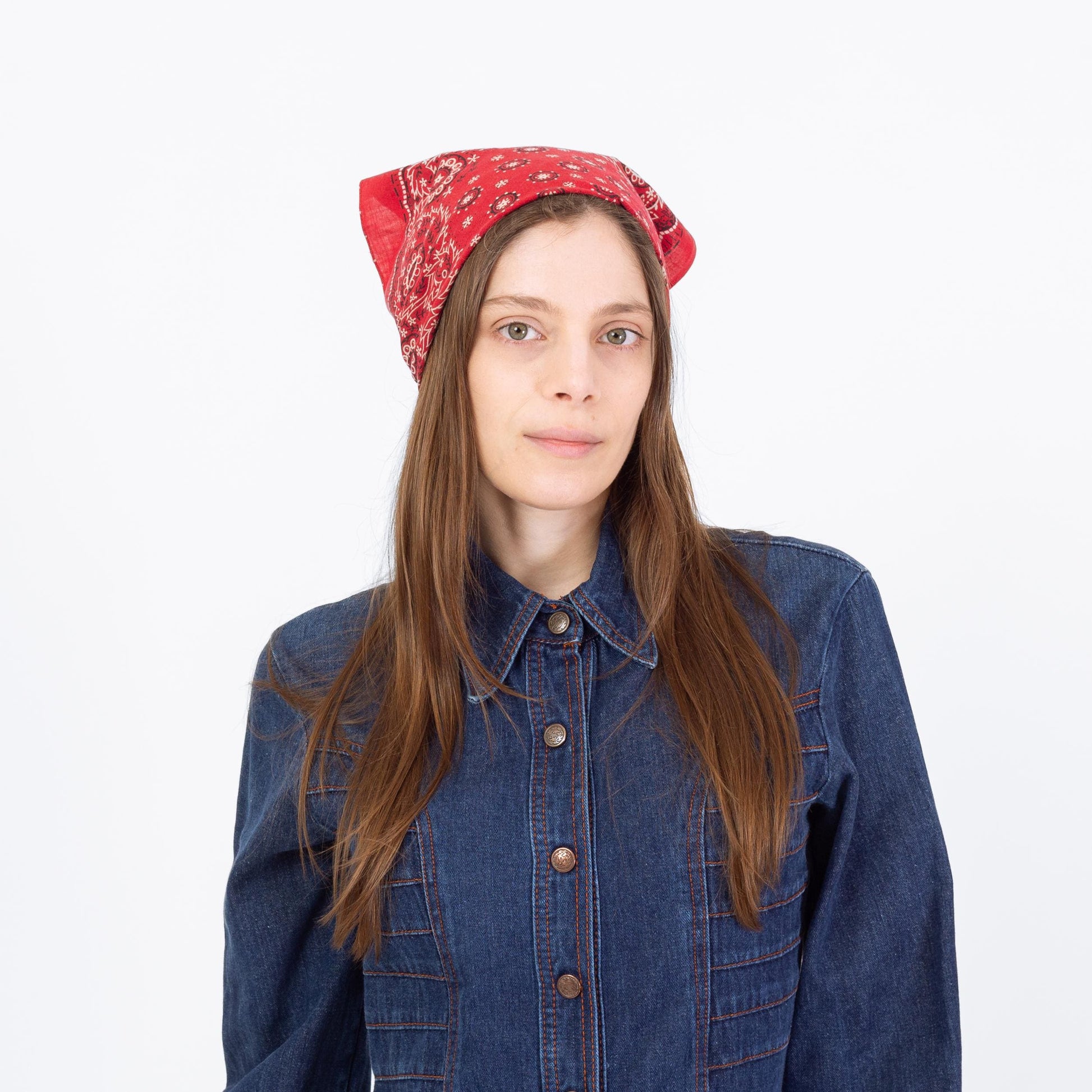 Vintage 1940s Elephant Brand Red Cotton Fast Color Bandana | 40s Trunk Down Made In USA Handkerchief
