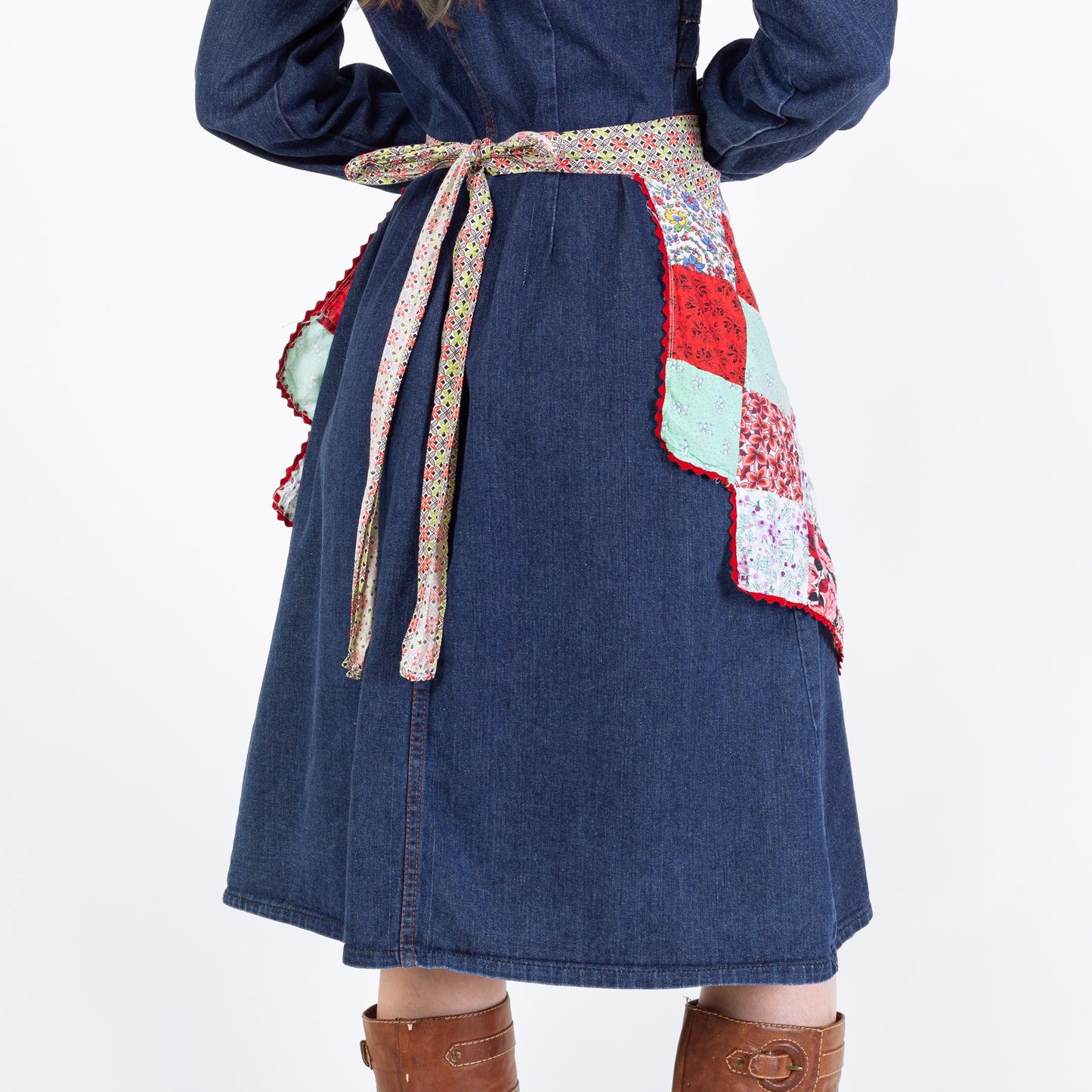 Vintage 40s 50s Patchwork Quilt Apron | Cottagecore Charm Square Half Apron
