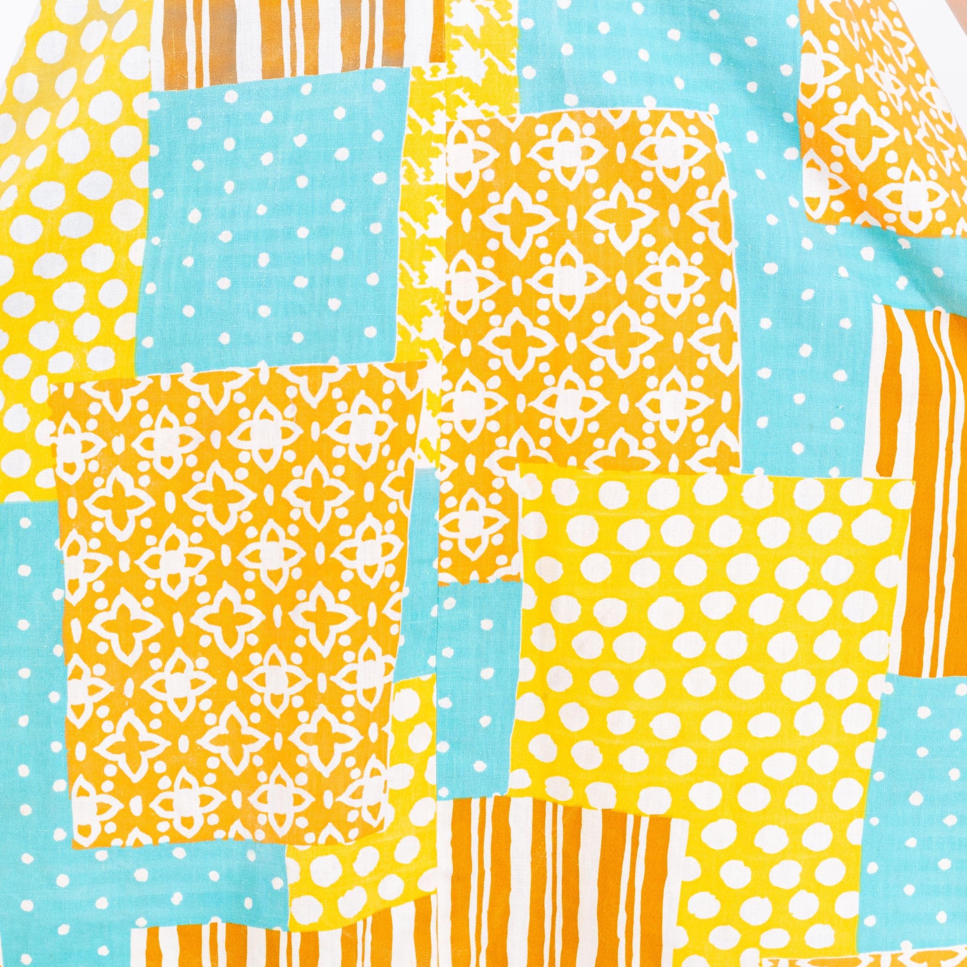 Vintage 60s Boho Patchwork Tent Dress - Small | Sleeveless A Line Midi Pocket Sundress