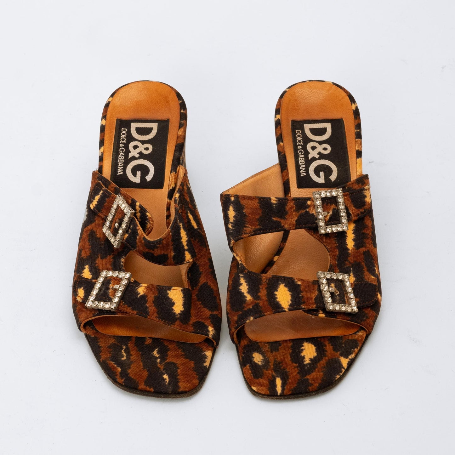 Dolce & Gabbana Animal Print Block Heel Sandals - Size 36 | Designer Vintage Slip On Heeled Mules