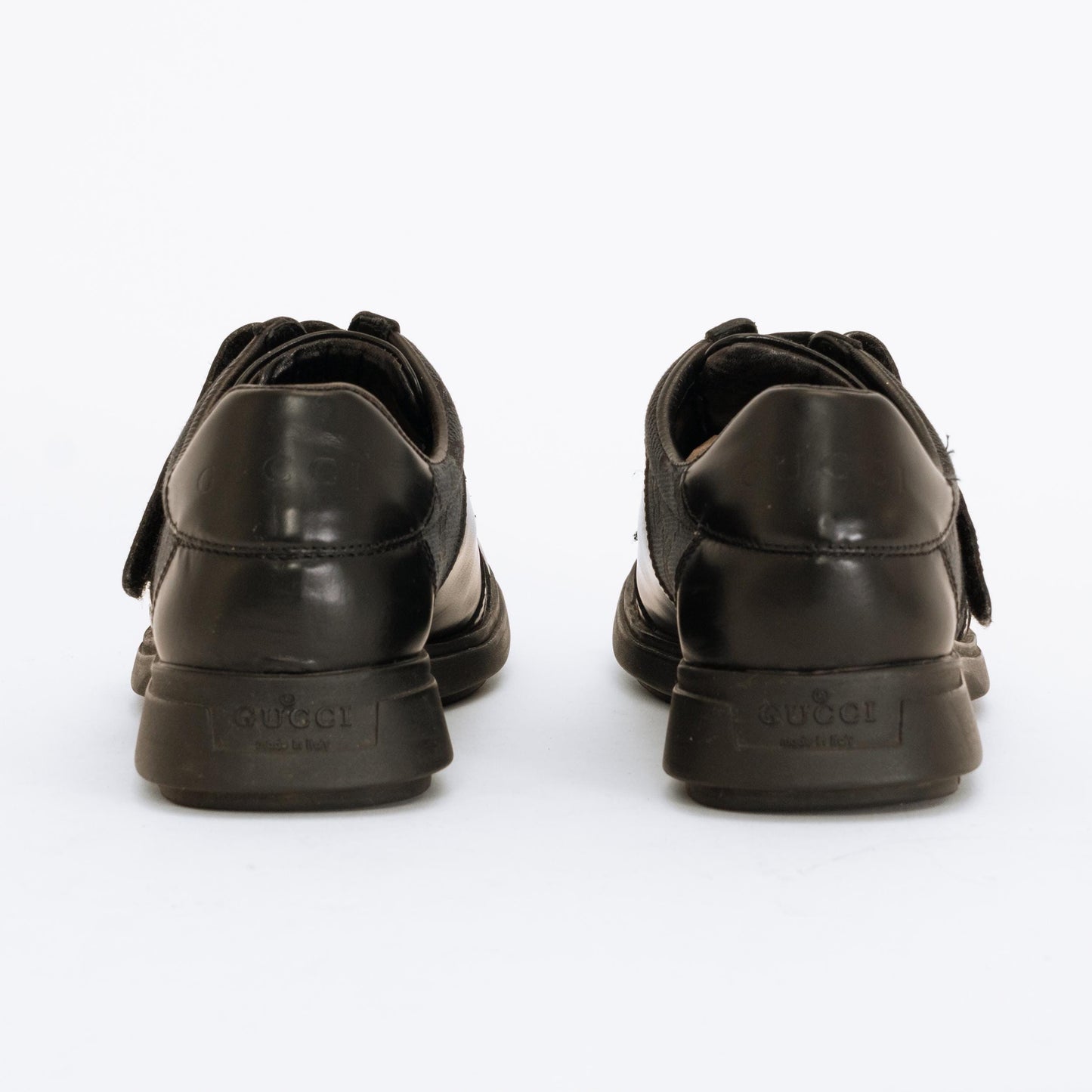 Gucci Black Leather GG Velcro Strap Sneakers - Size 5 | Y2K Designer Guccissima Shoes