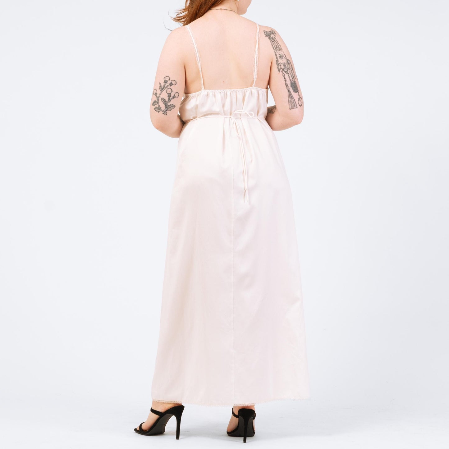 Vintage 80s Victoria's Secret Bridal Maxi Slip Dress - Medium | Ivory White Lace Trim Lingerie Nightgown