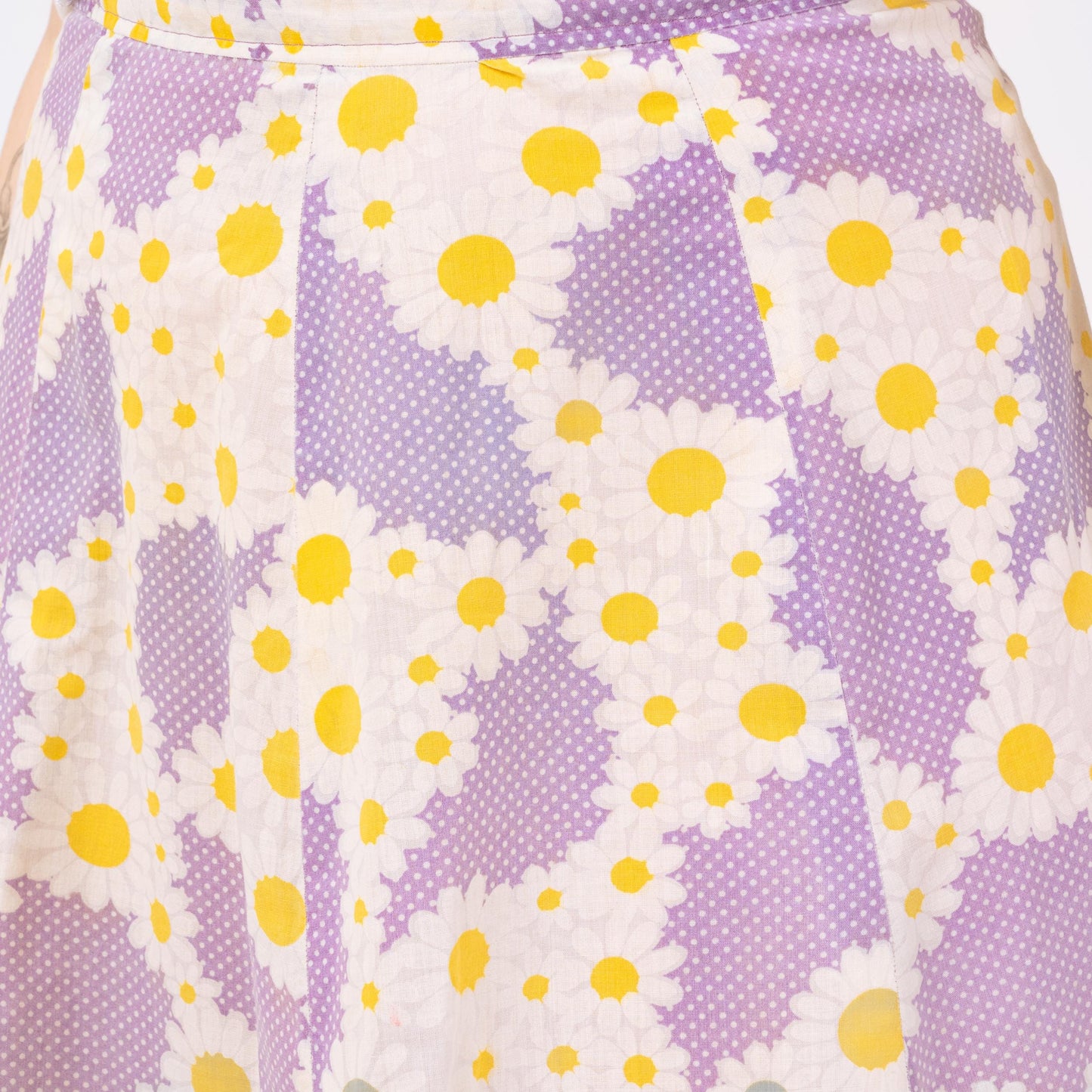 Vintage Purple Daisy Floral Mini Skirt - Medium | 70s 80s Boho Handmade Skirt