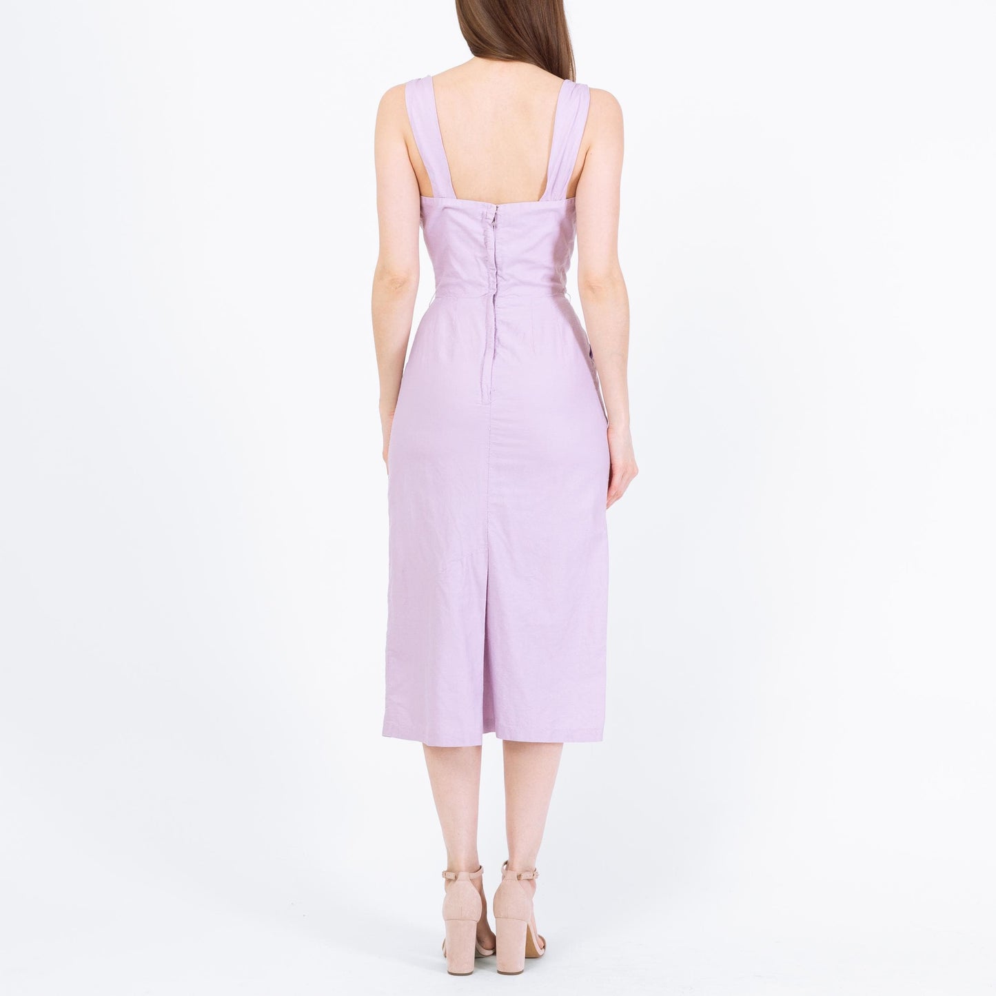 Vintage 60s Lilac Purple Bombshell Wiggle Dress - Extra Small | Retro Sleeveless Sheath Sundress With Pockets