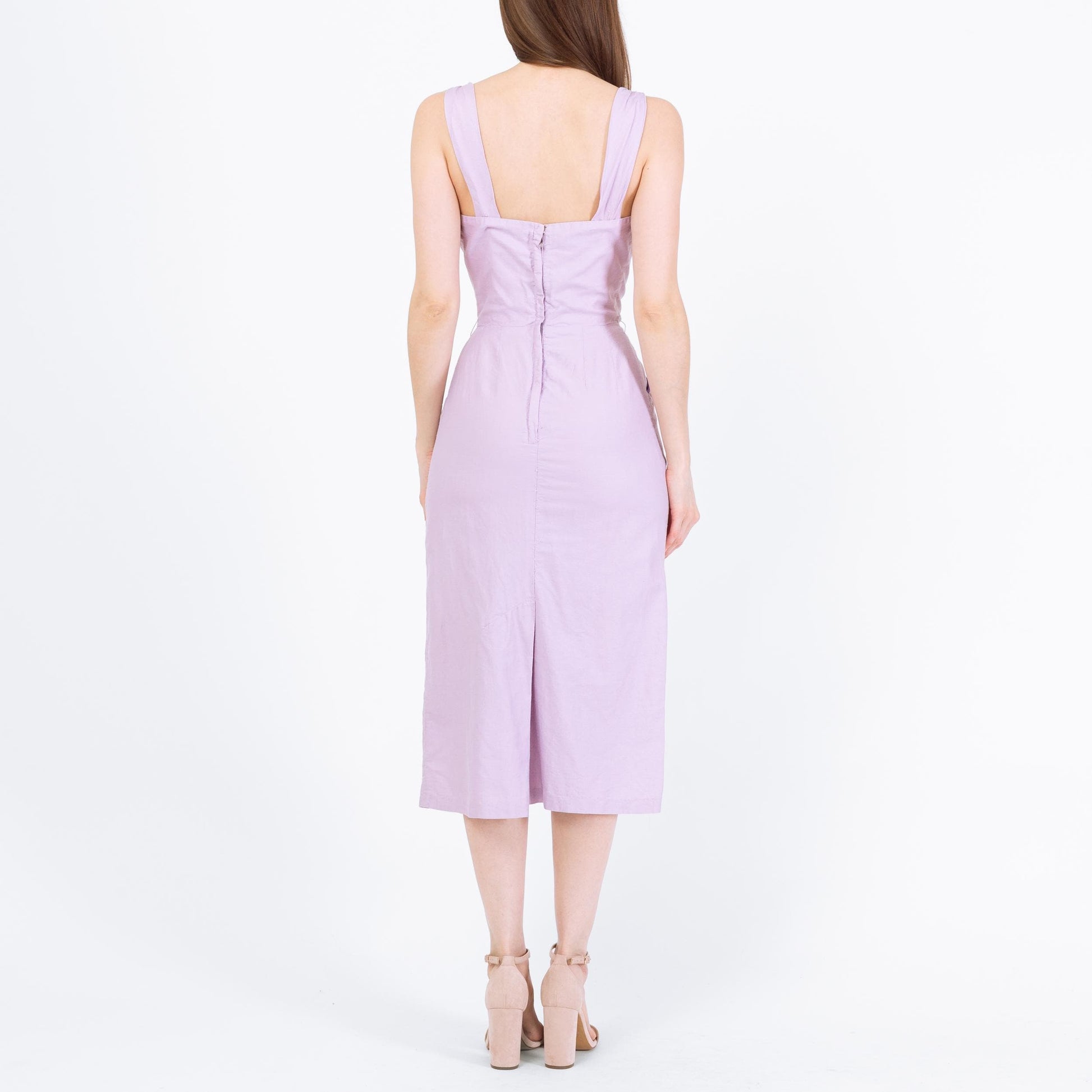 Vintage 60s Lilac Purple Bombshell Wiggle Dress - Extra Small | Retro Sleeveless Sheath Sundress With Pockets