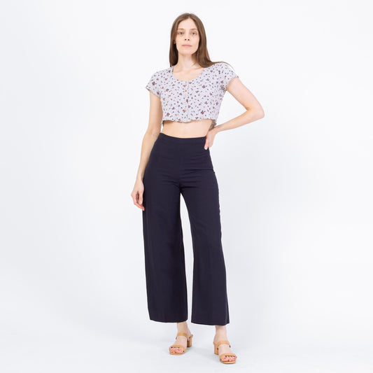 Vintage 90s Giorgio Armani Navy Blue Wide Leg Trousers - Extra Small, 25" Waist | Designer High Waisted Flared Pants