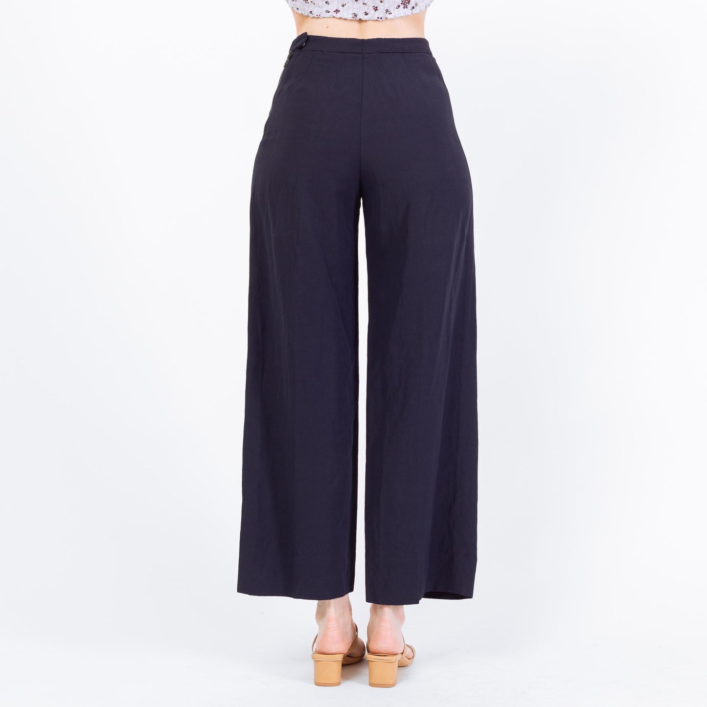 Vintage 90s Giorgio Armani Navy Blue Wide Leg Trousers - Extra Small, 25" Waist | Designer High Waisted Flared Pants