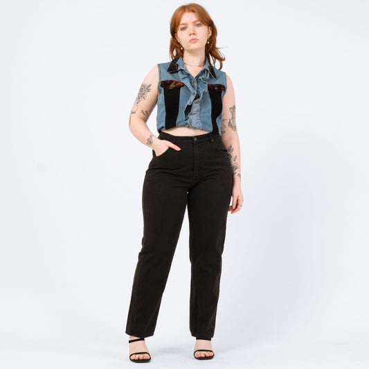 Vintage 90s Black High Waisted Jeans - Medium to Large, 30" Waist | Denim Slim Straight Mom Jeans
