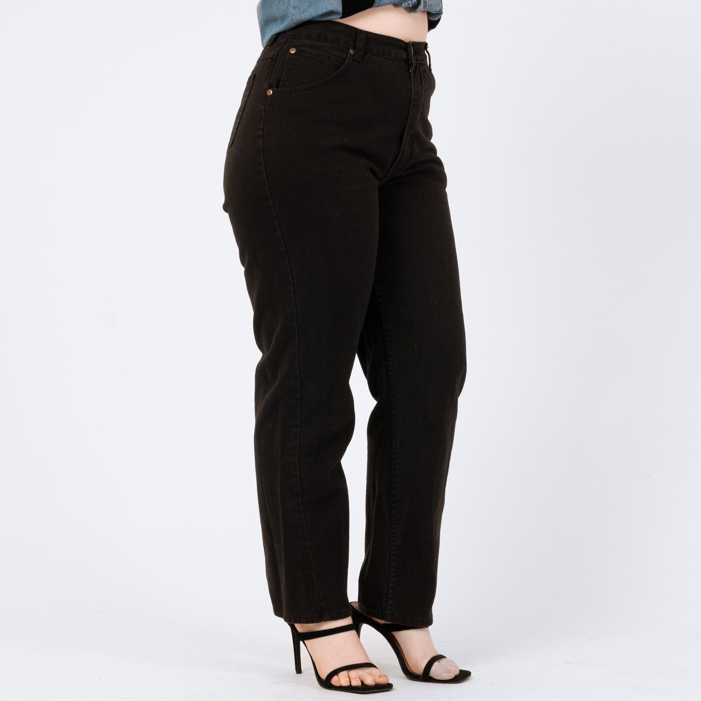 Vintage 90s Black High Waisted Jeans - Medium to Large, 30" Waist | Denim Slim Straight Mom Jeans