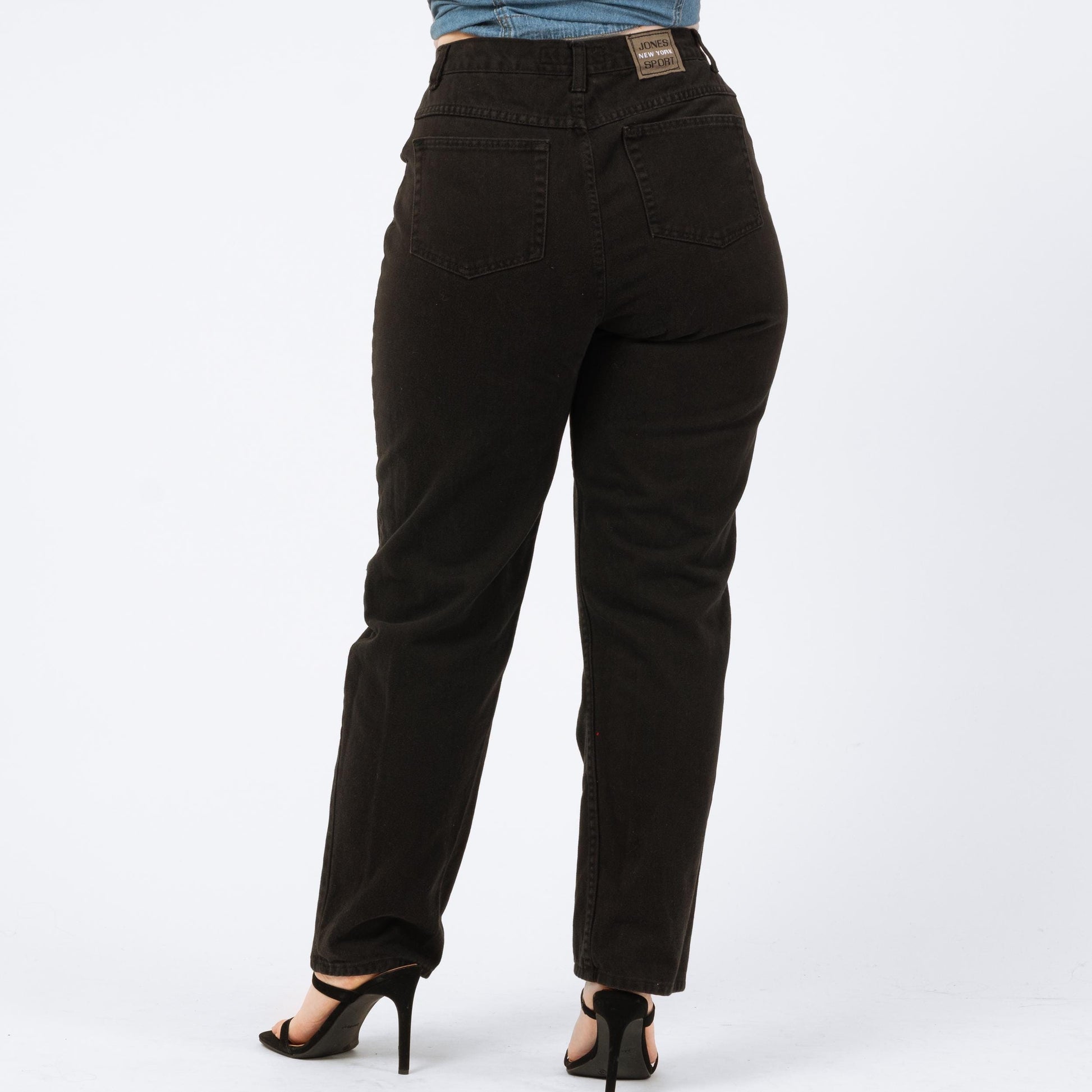 Vintage 90s Black High Waisted Jeans - Medium to Large, 30" Waist | Denim Slim Straight Mom Jeans