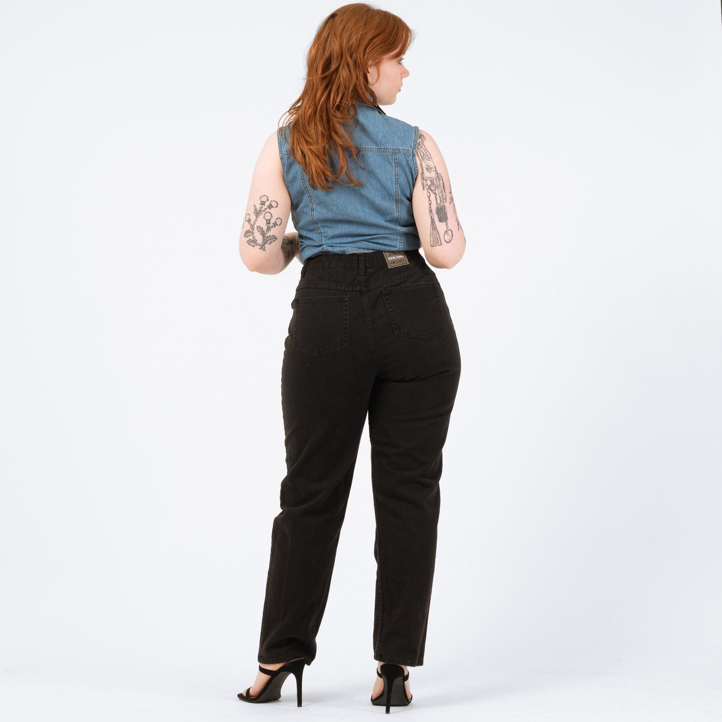 Vintage 90s Black High Waisted Jeans - Medium to Large, 30" Waist | Denim Slim Straight Mom Jeans