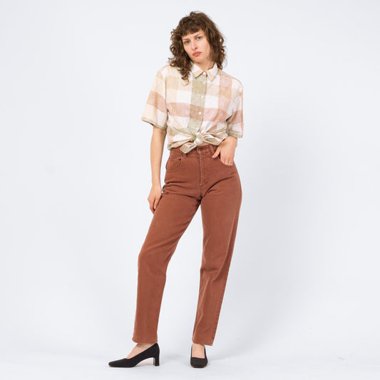 Vintage 90s Terracotta High Waisted Jeans - Small, 27" Waist | Denim Slim Straight Leg Mom Jeans